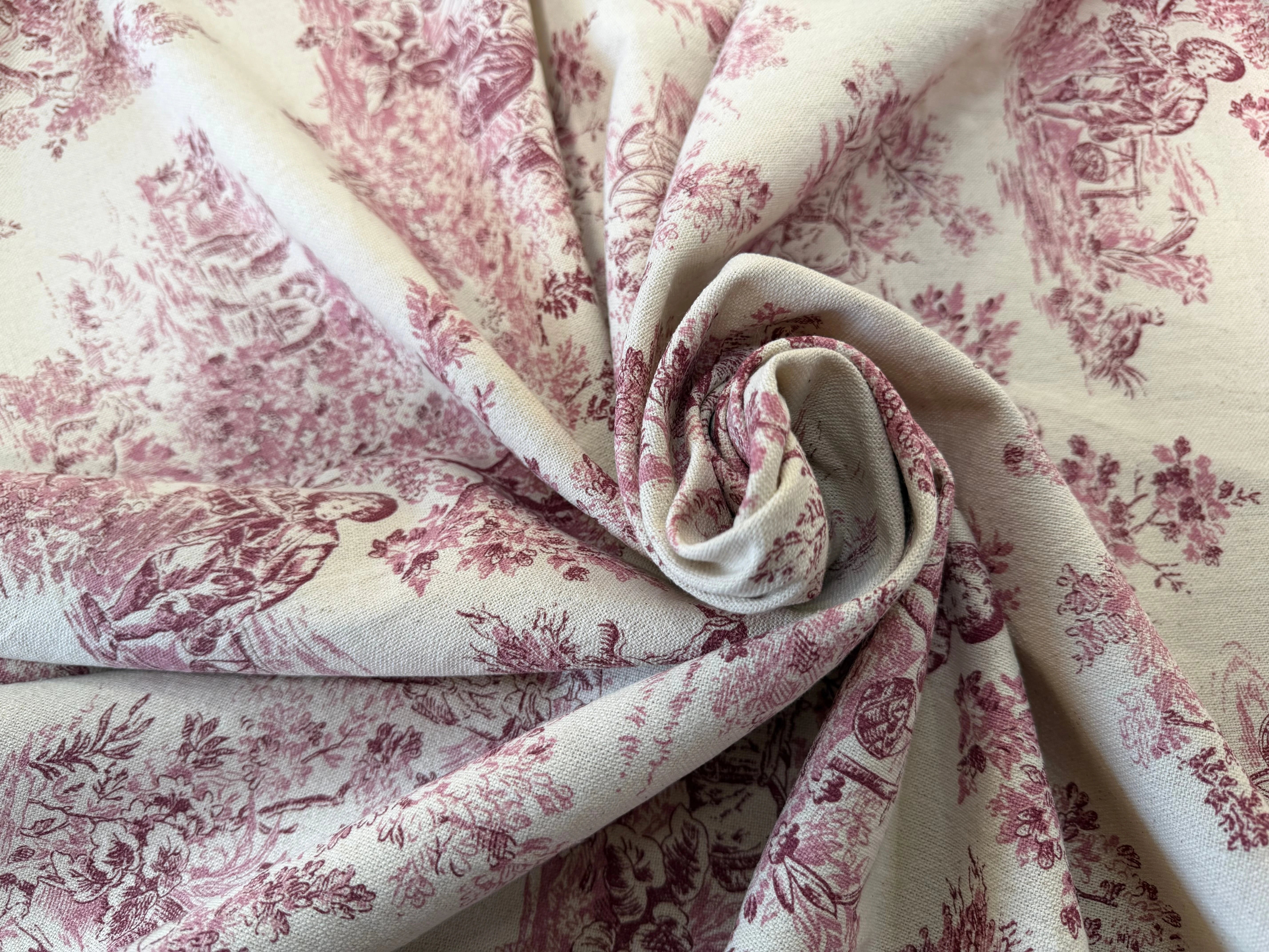 TOILE COTON GABRIELLE EFFET LIN ROUGE - My Little Coupon