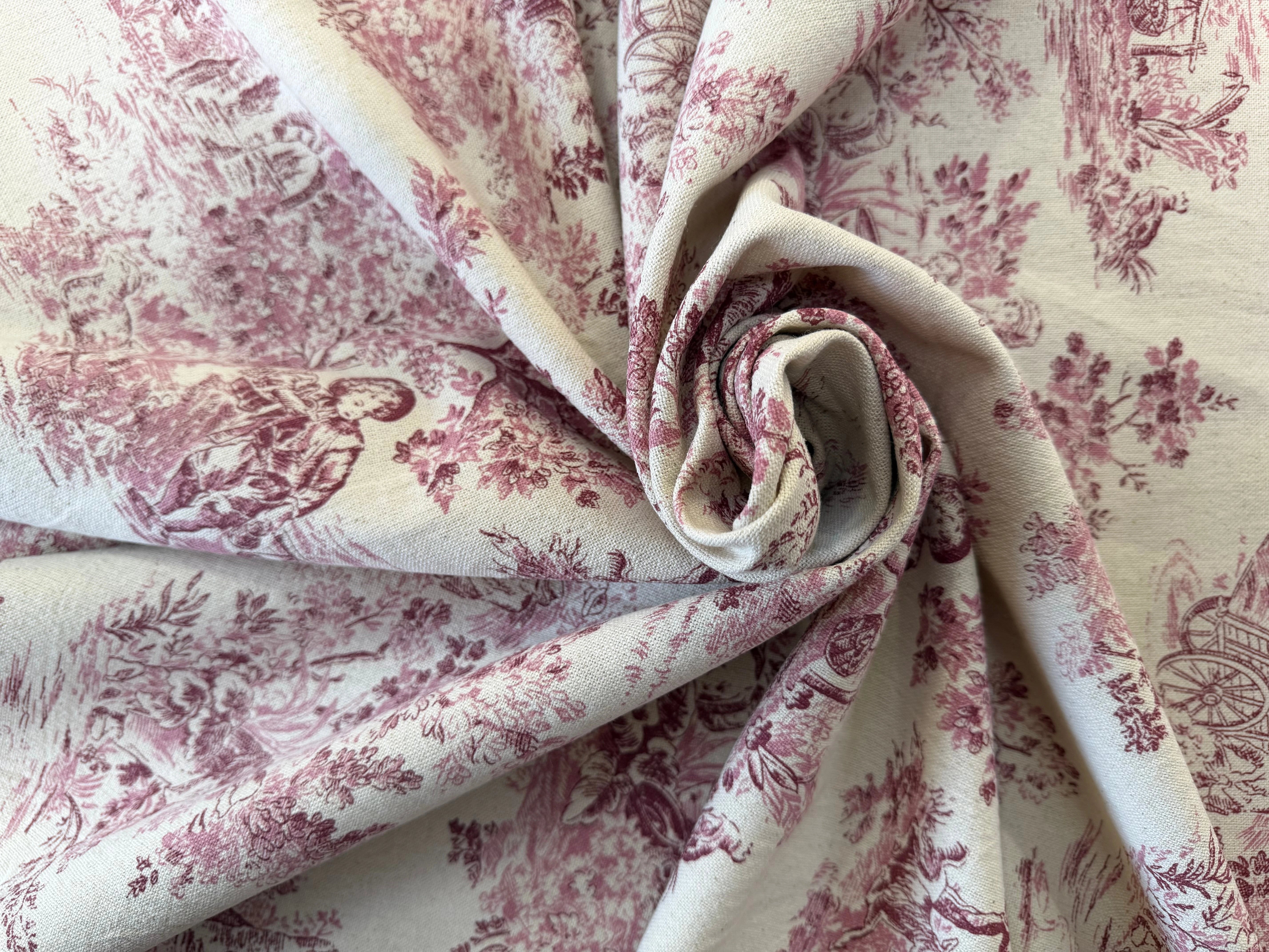 TOILE COTON GABRIELLE EFFET LIN ROUGE - My Little Coupon