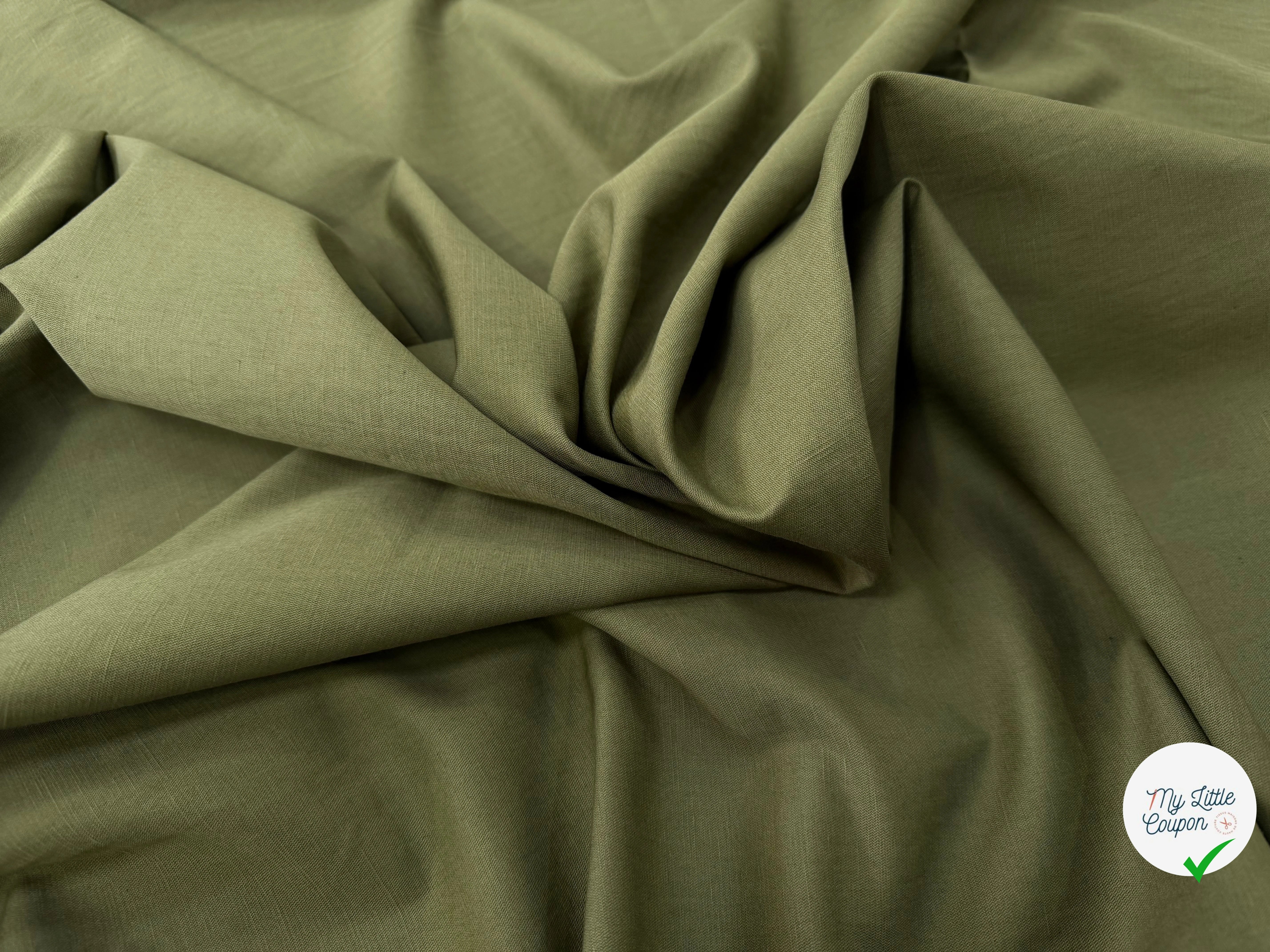 TOILE COTON LIN VERT OLIVE KAKI SUPERBE TENUE - My Little Coupon