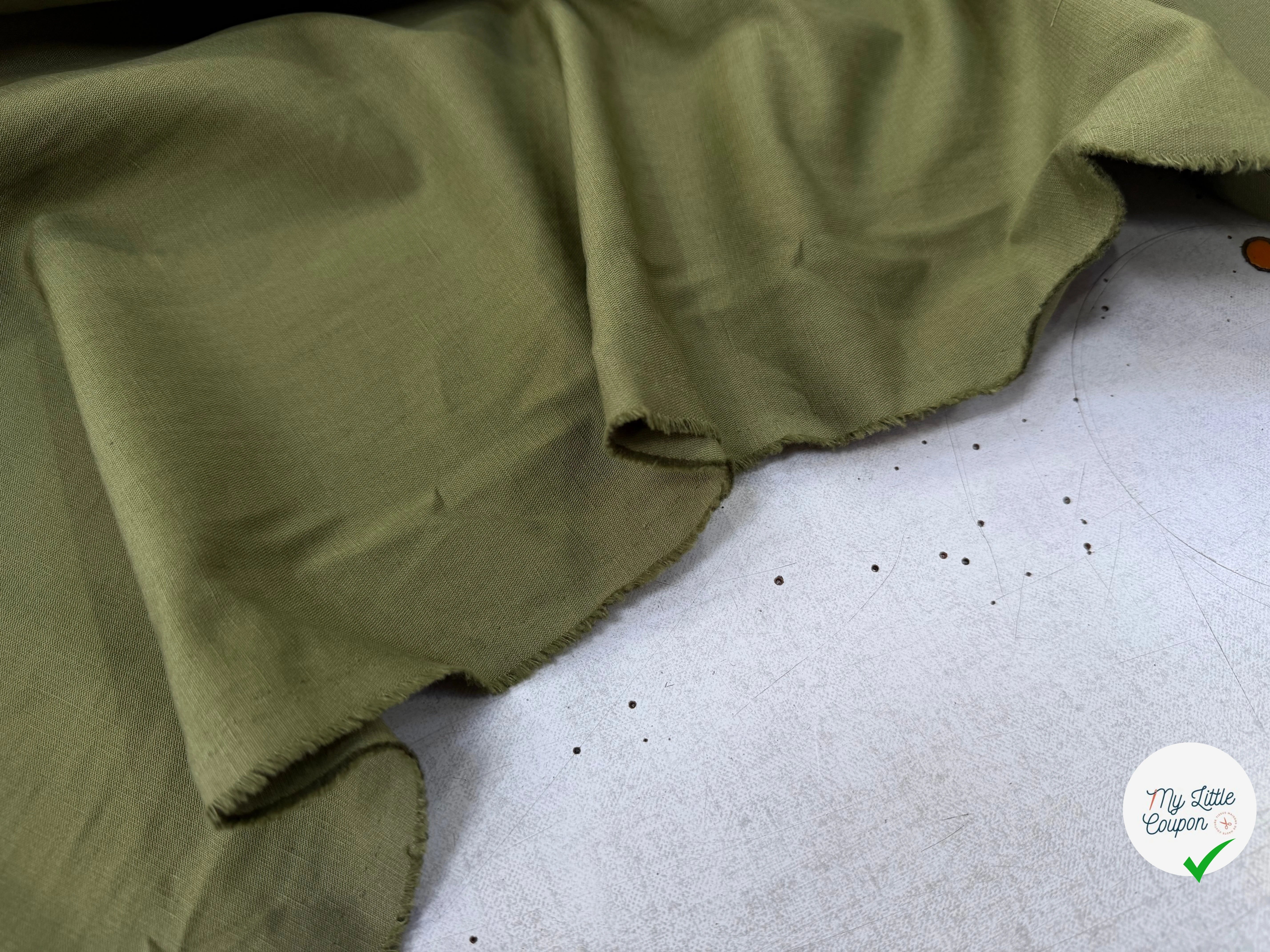 TOILE COTON LIN VERT OLIVE KAKI SUPERBE TENUE - My Little Coupon
