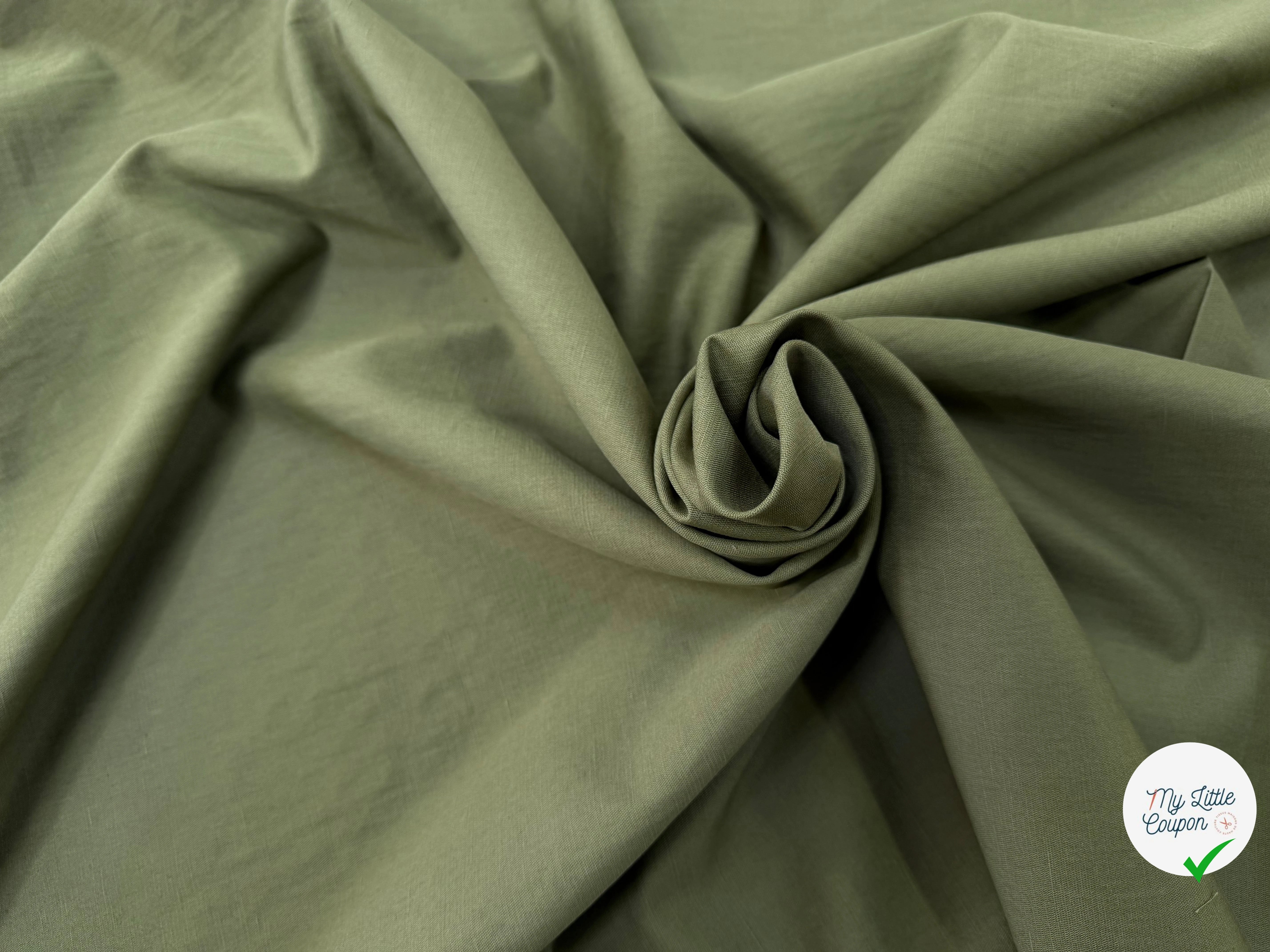 TOILE COTON LIN VERT OLIVE KAKI SUPERBE TENUE - My Little Coupon