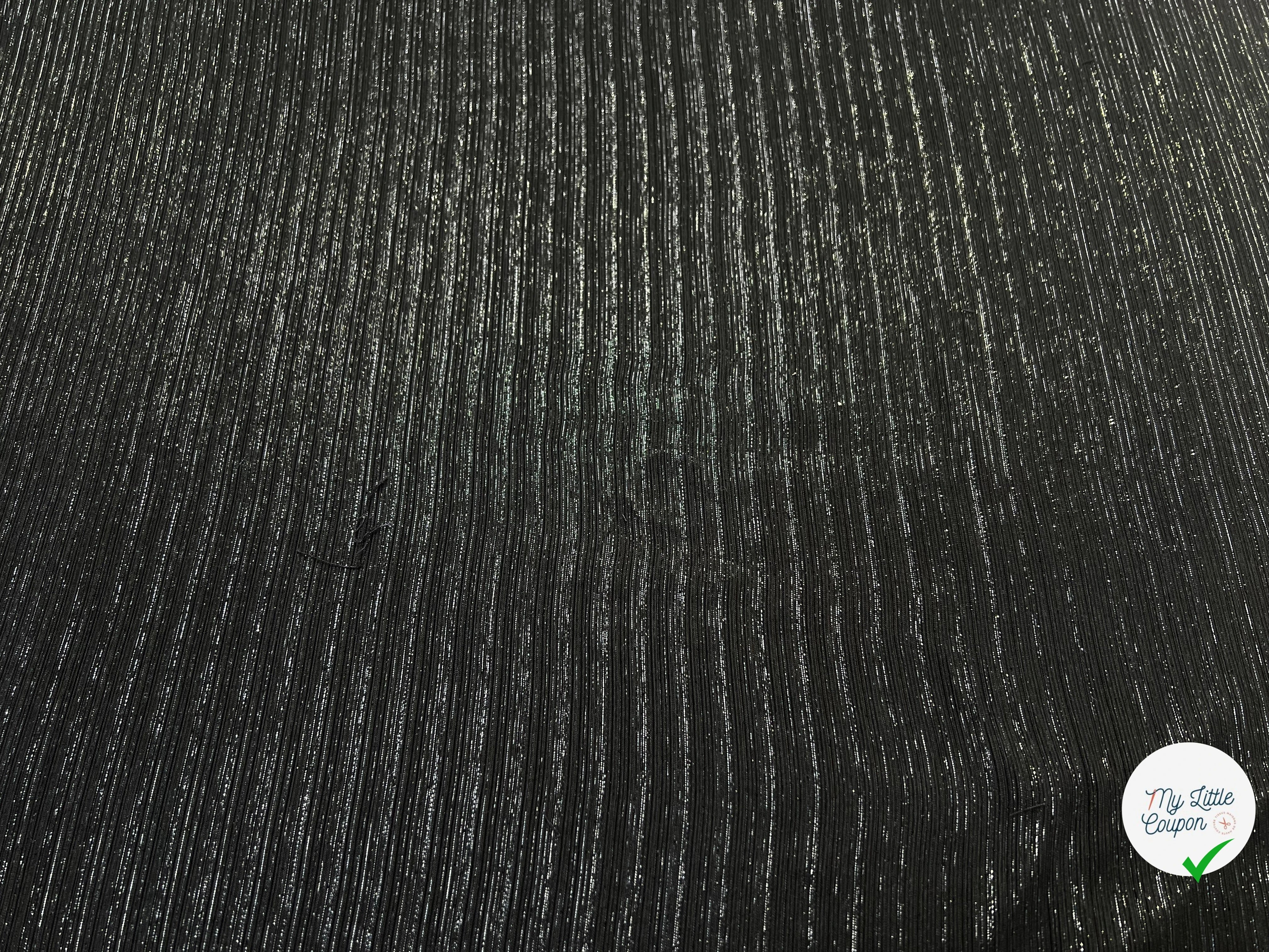 TOILE COTON LOURDE NOIR EFFET PLISSÉE BRILLANTE - My Little Coupon