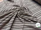 TOILE COTON RAYURES IRREGULIERES ELEGANTES EFFET LIN FOND MARRON PRUNE - My Little Coupon