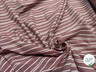 TOILE COTON RAYURES IRREGULIERES ELEGANTES EFFET LIN FOND ROUGE - My Little Coupon