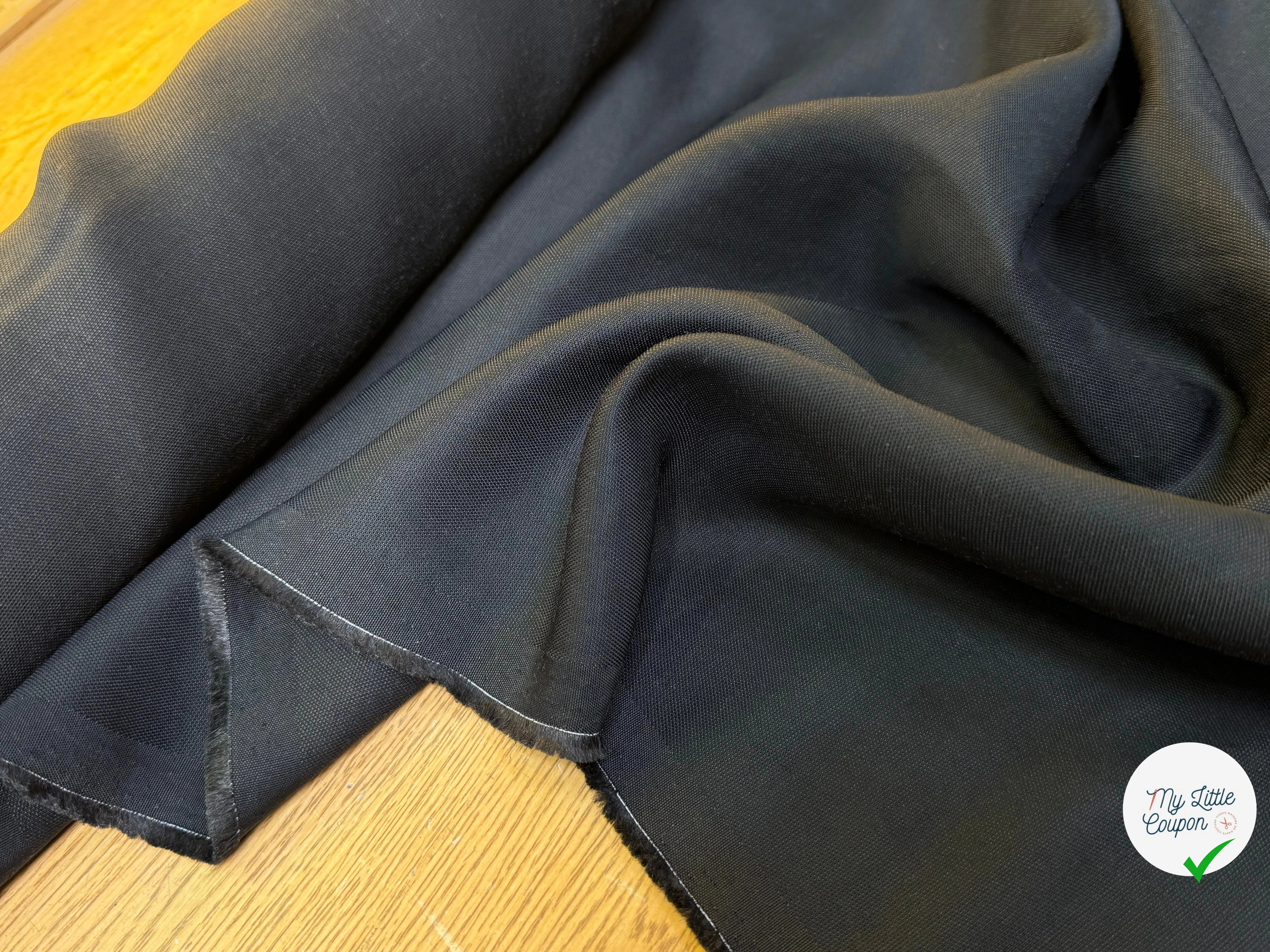 TOILE COTON SOUPLE ASPECT PIQUÉ NOIR - My Little Coupon