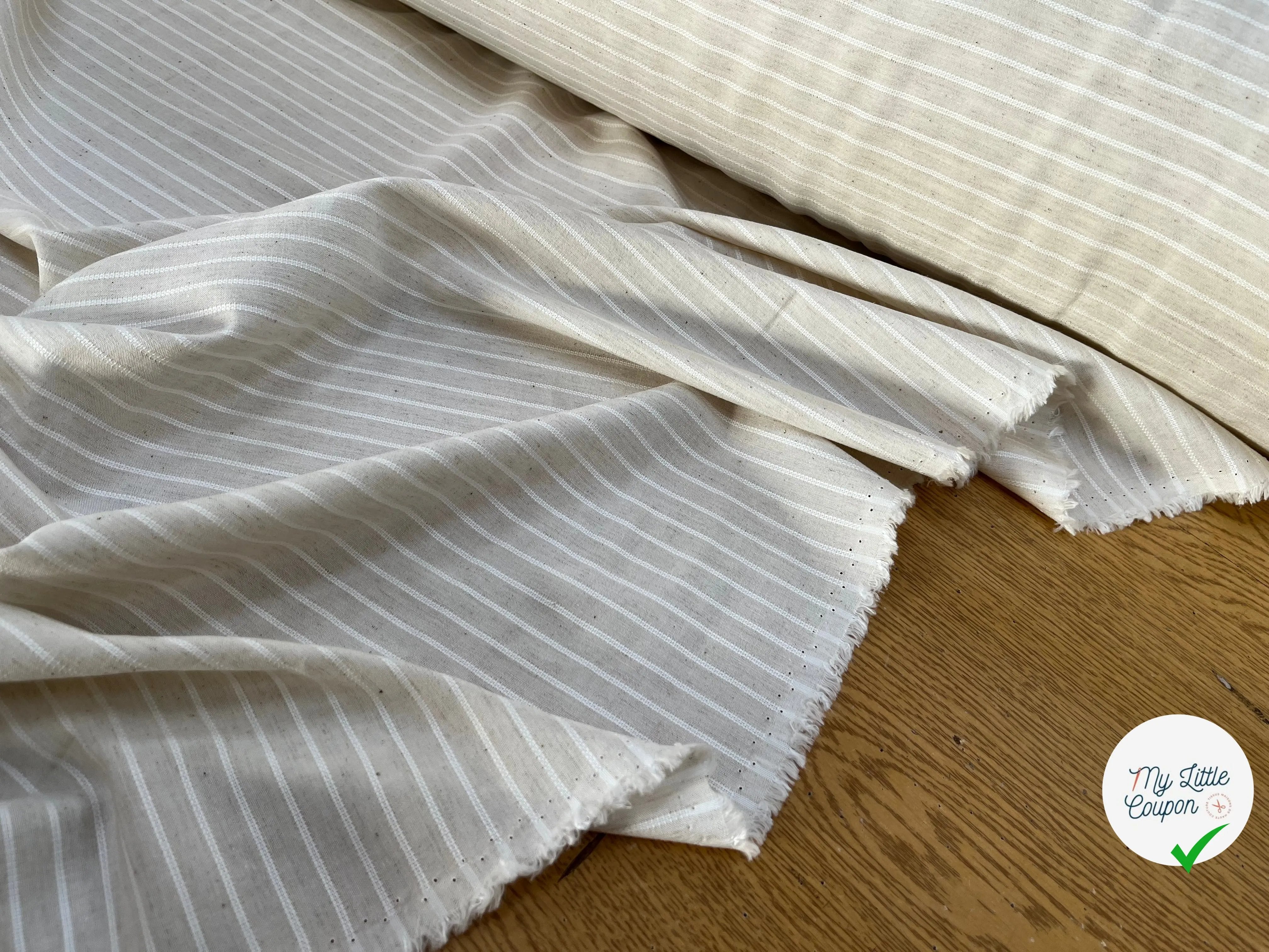 TOILE COTON VISCOSE RAYÉE BLANC CASSÉ 10% LIN - My Little Coupon