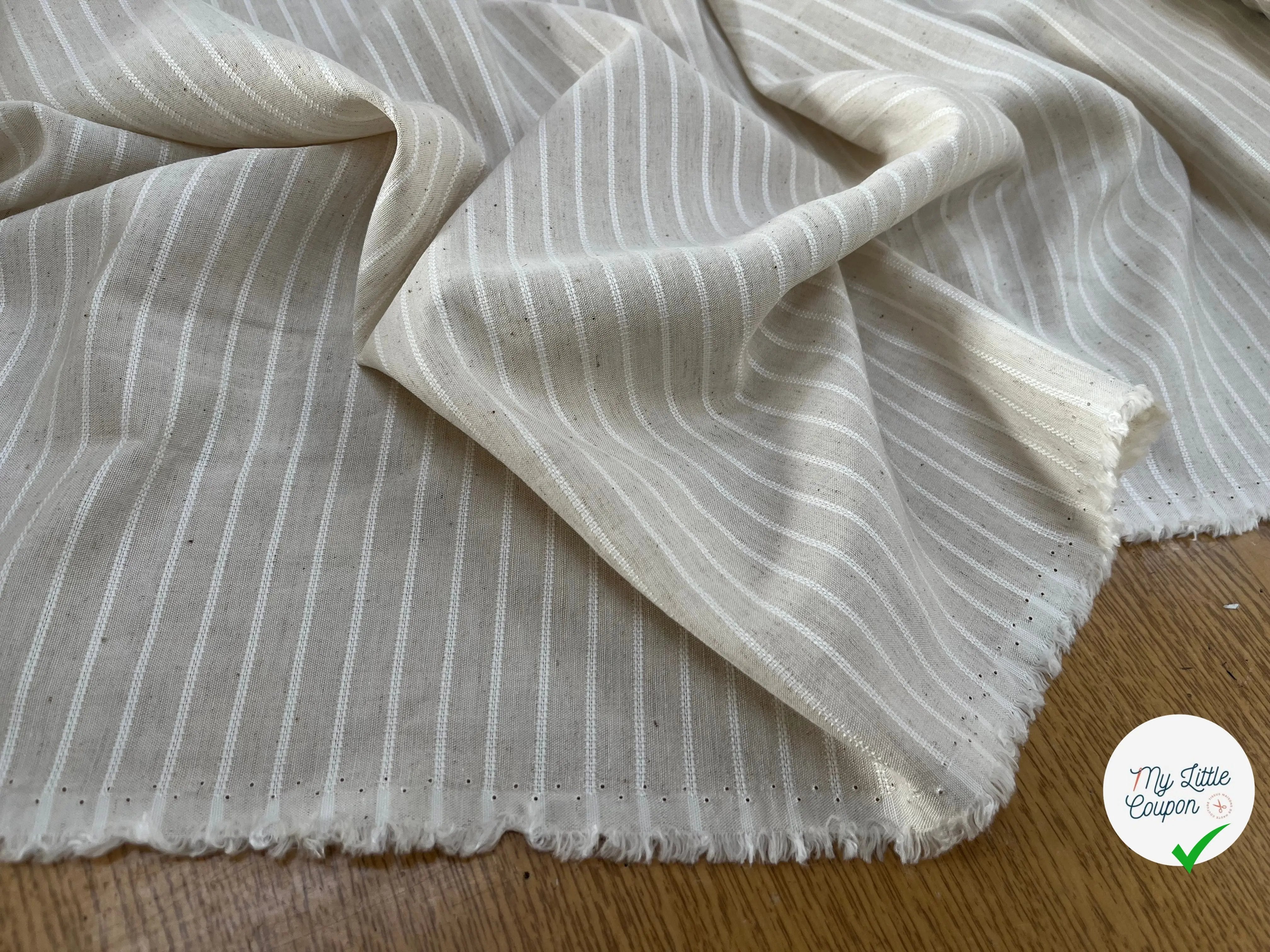 TOILE COTON VISCOSE RAYÉE BLANC CASSÉ 10% LIN - My Little Coupon