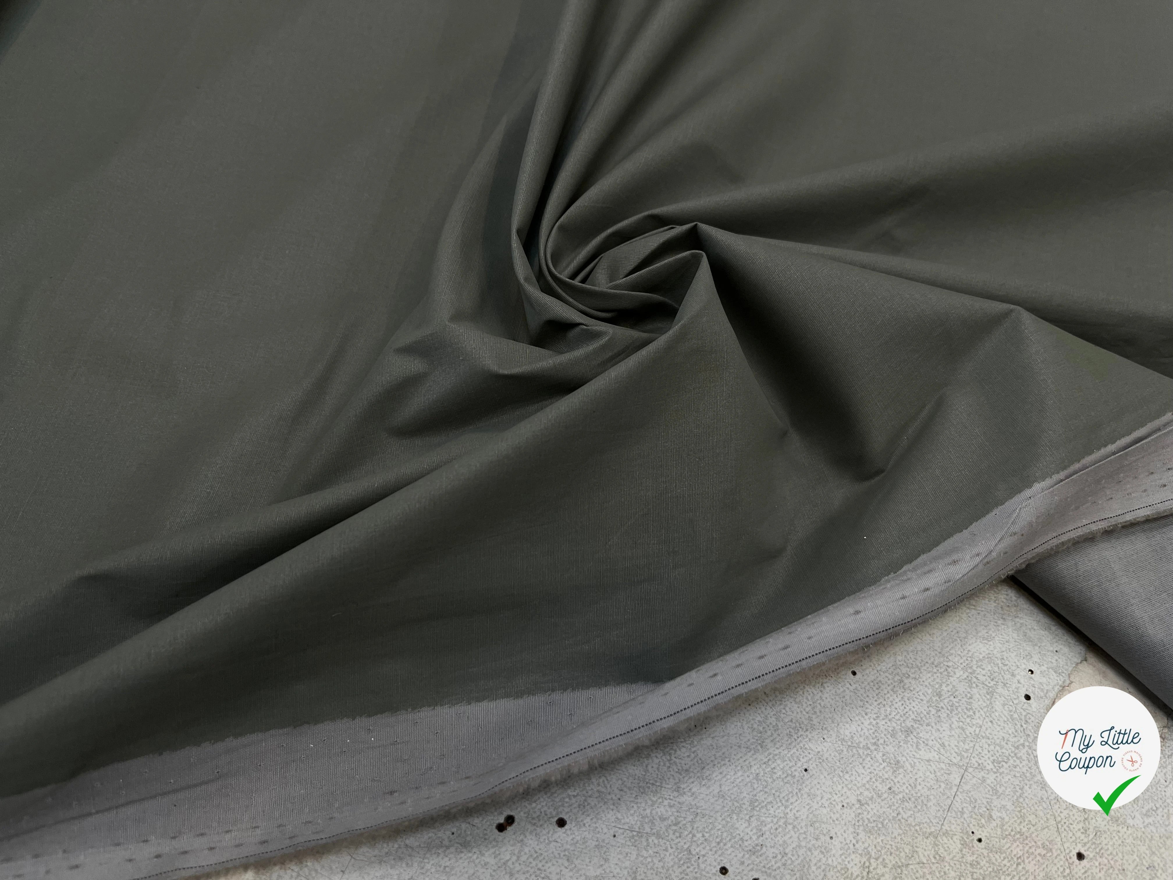 TOILE DE COTON CONTRECOLLÉ VERT GRIS - My Little Coupon