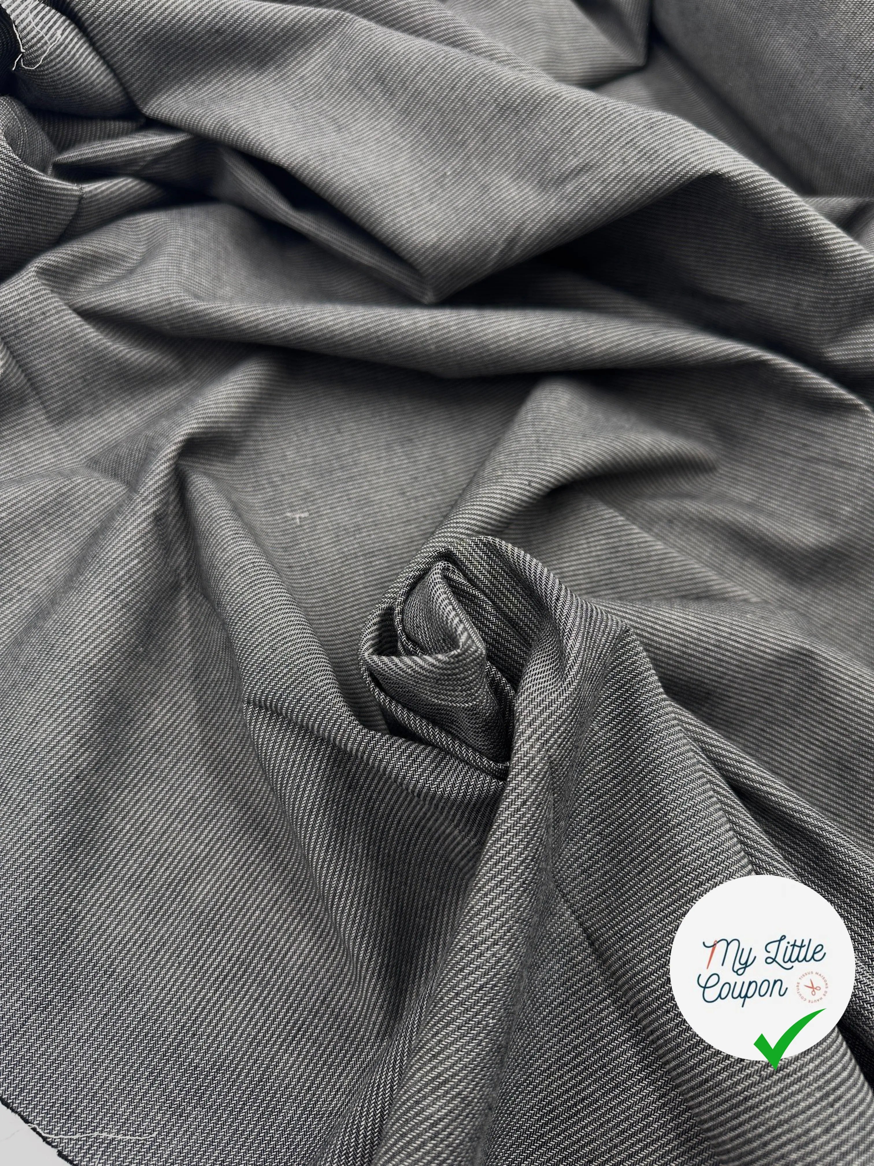 TOILE DE COTON FINES RAYURES CHAMBRAY NOIR - My Little Coupon - tissu - coudre
