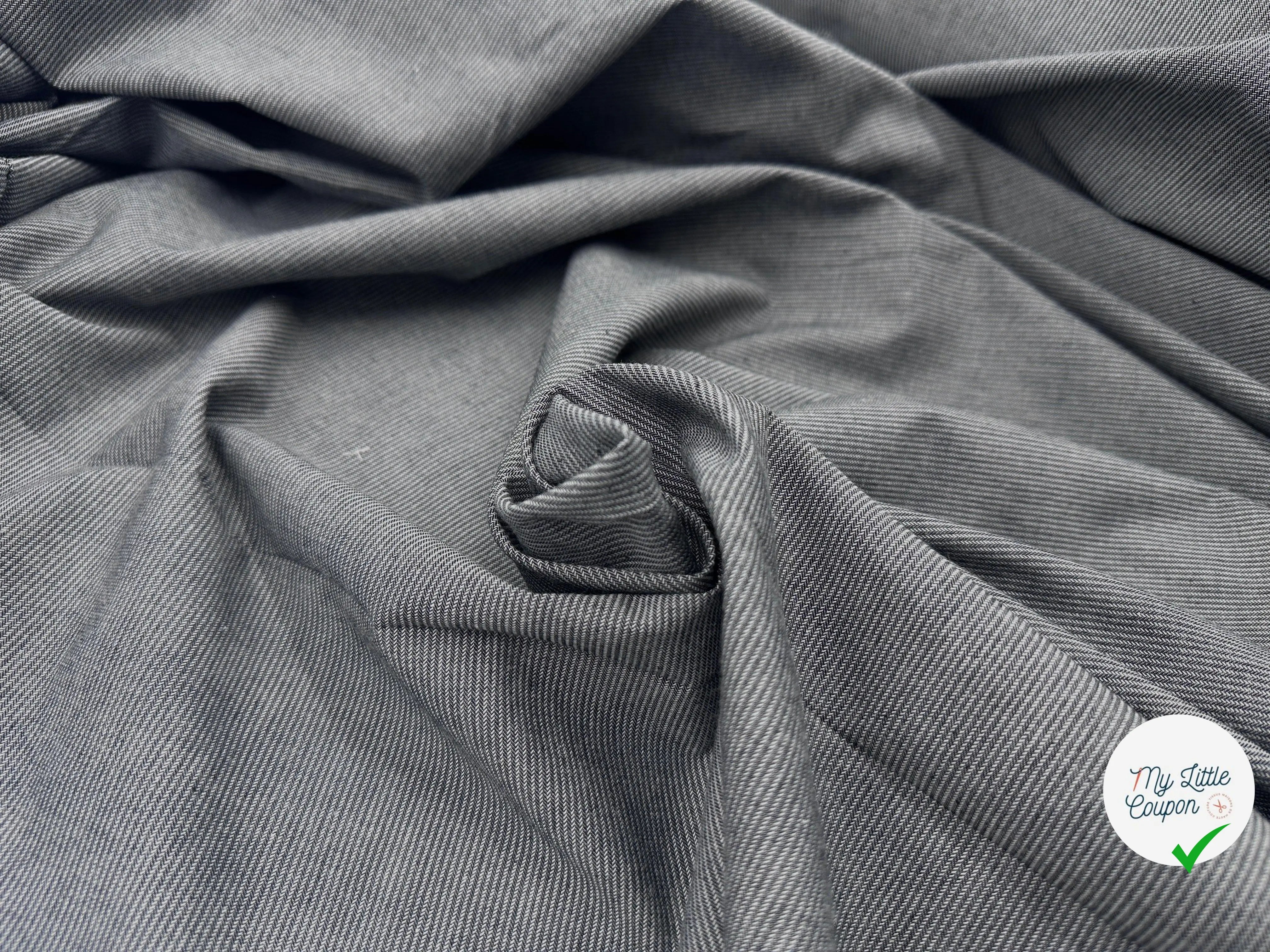TOILE DE COTON FINES RAYURES CHAMBRAY NOIR - My Little Coupon - tissu - coudre