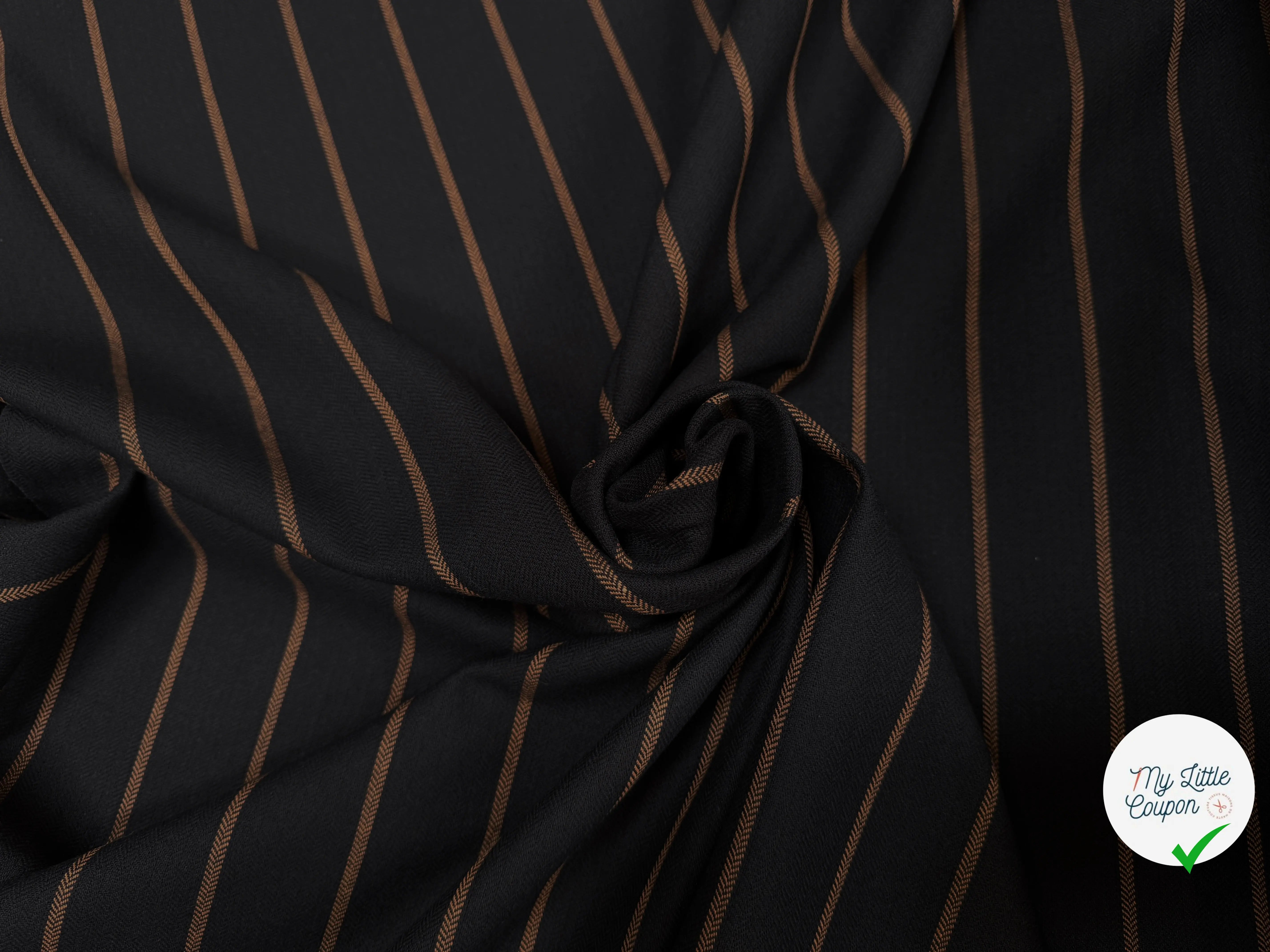 TOILE DE COTON NOIR À RAYURES MARRONS - My Little Coupon