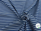 TOILE DE COTON STRETCH À RAYURE BLEU FOND BLANC ENVERS FOND BLEU RAYURE BLANCHE - My Little Coupon