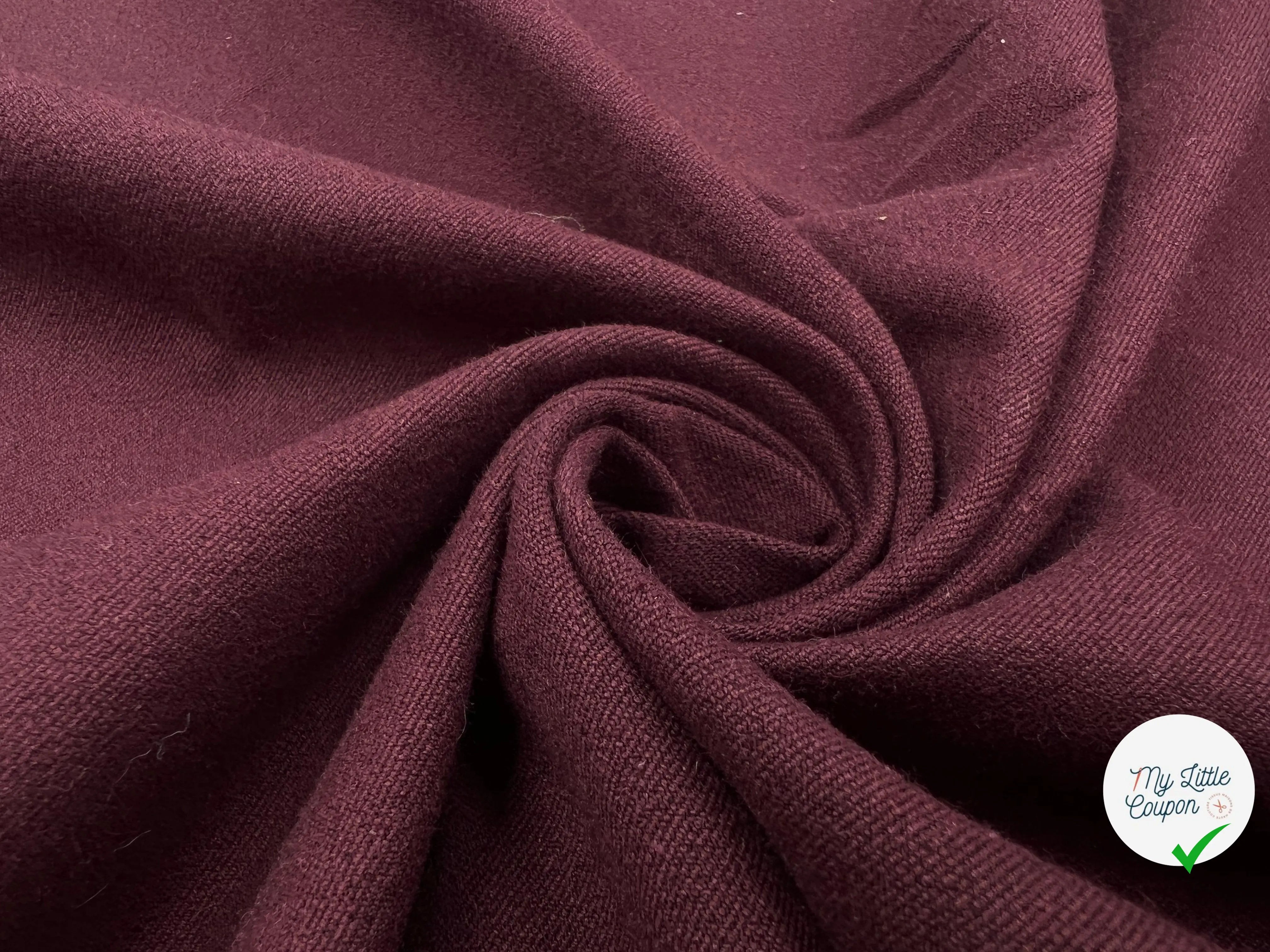 TOILE DE COTON STRETCH BORDEAUX SERGÉE - My Little Coupon - tissu - coudre