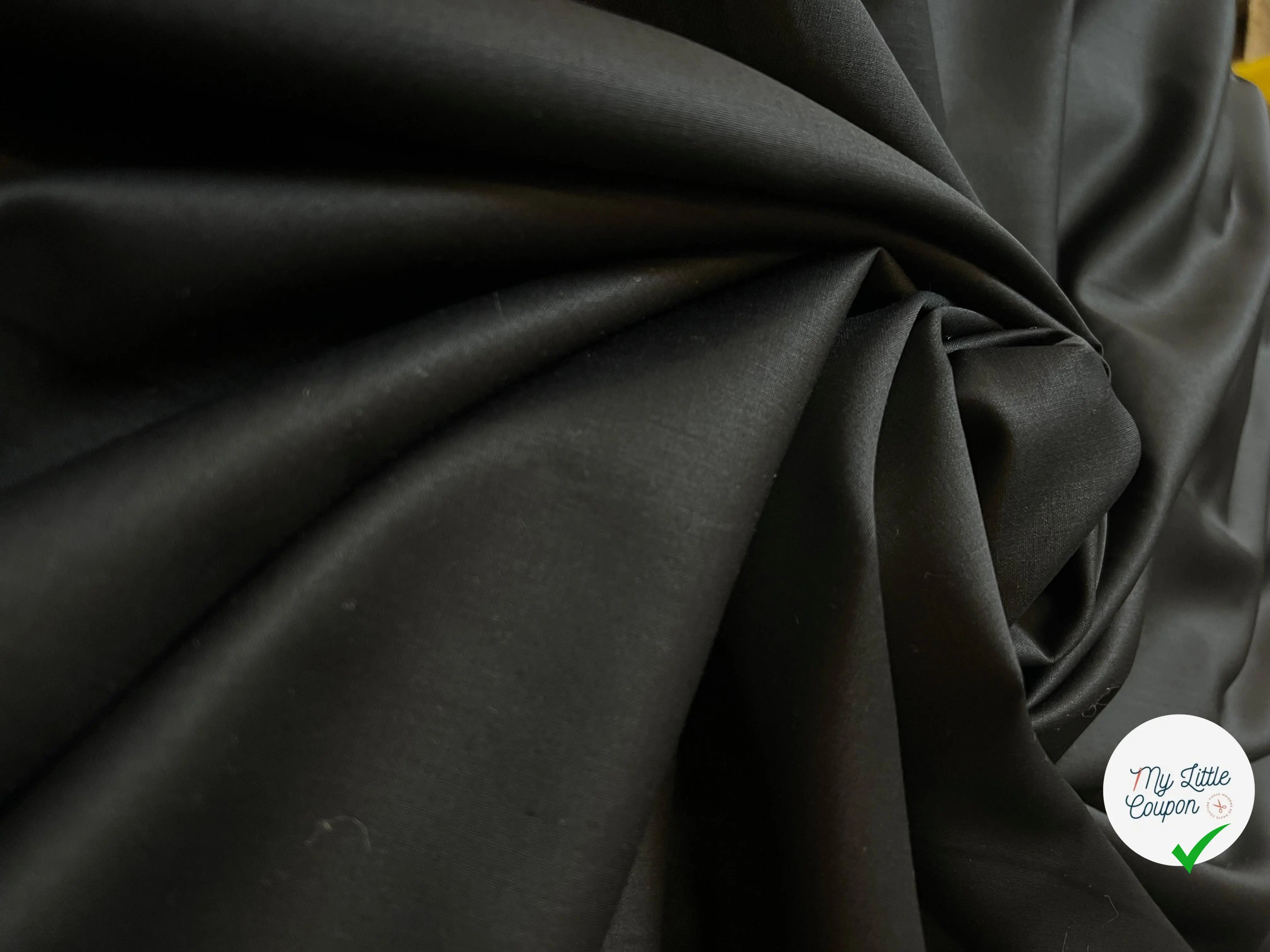 TOILE DE LAINE EXTENSIBLE NOIR 94% LAINE - coupon de 3 mètres - My Little Coupon - tissu - coudre