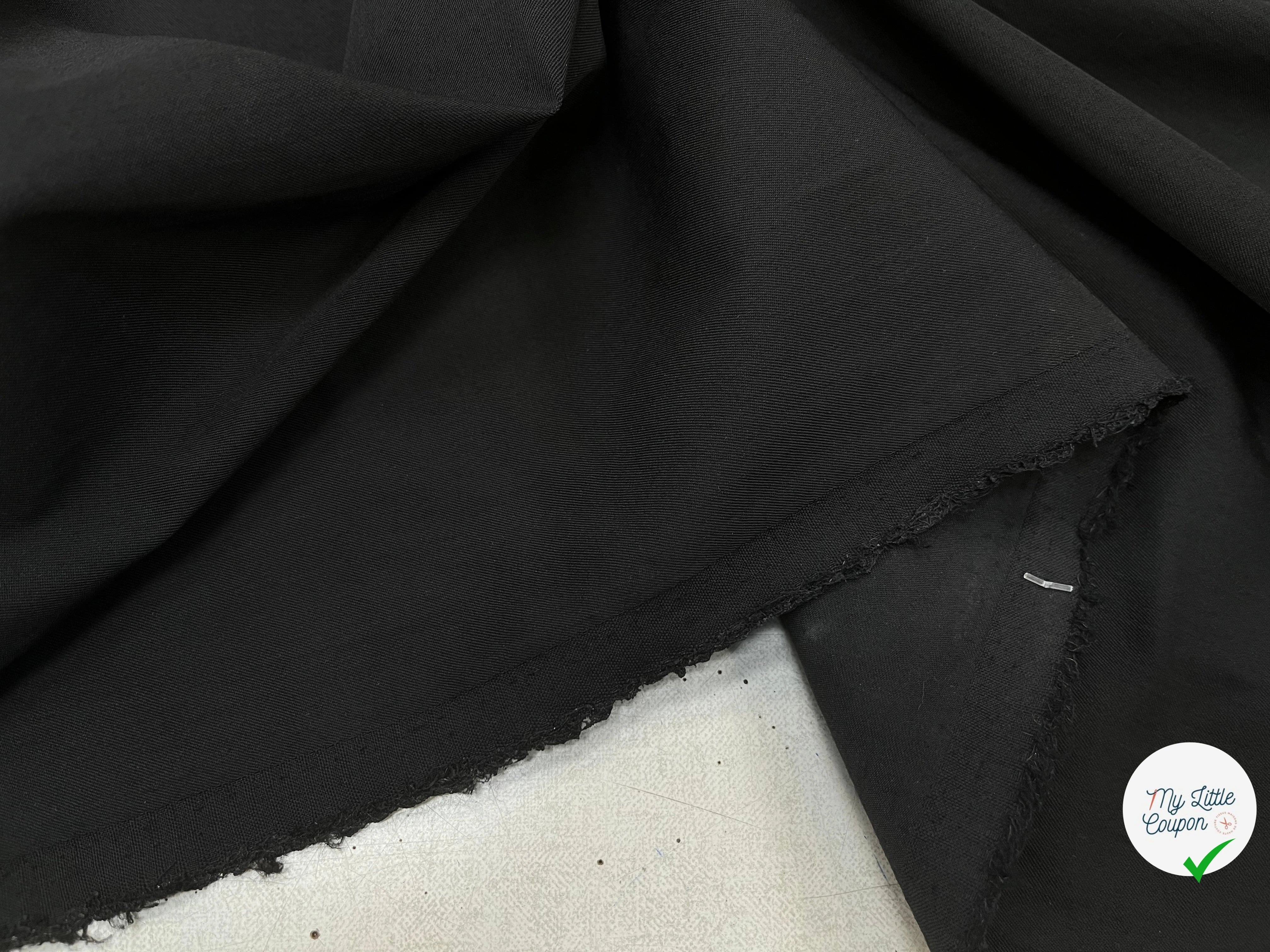TOILE DE LAINE FINEMENT SERGÉE 95% LAINE NOIR 140CM - My Little Coupon
