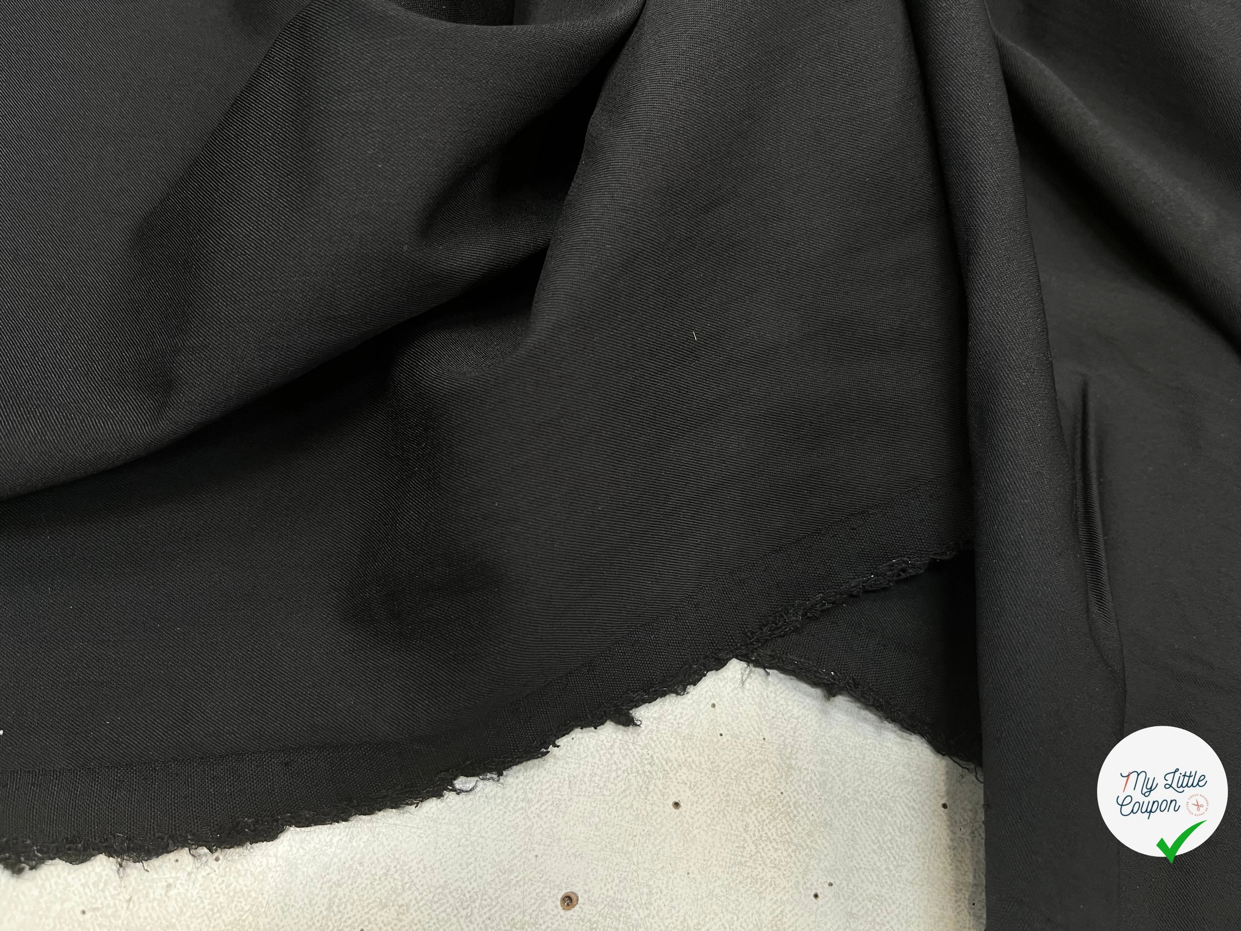 TOILE DE LAINE FINEMENT SERGÉE 95% LAINE NOIR 140CM - My Little Coupon