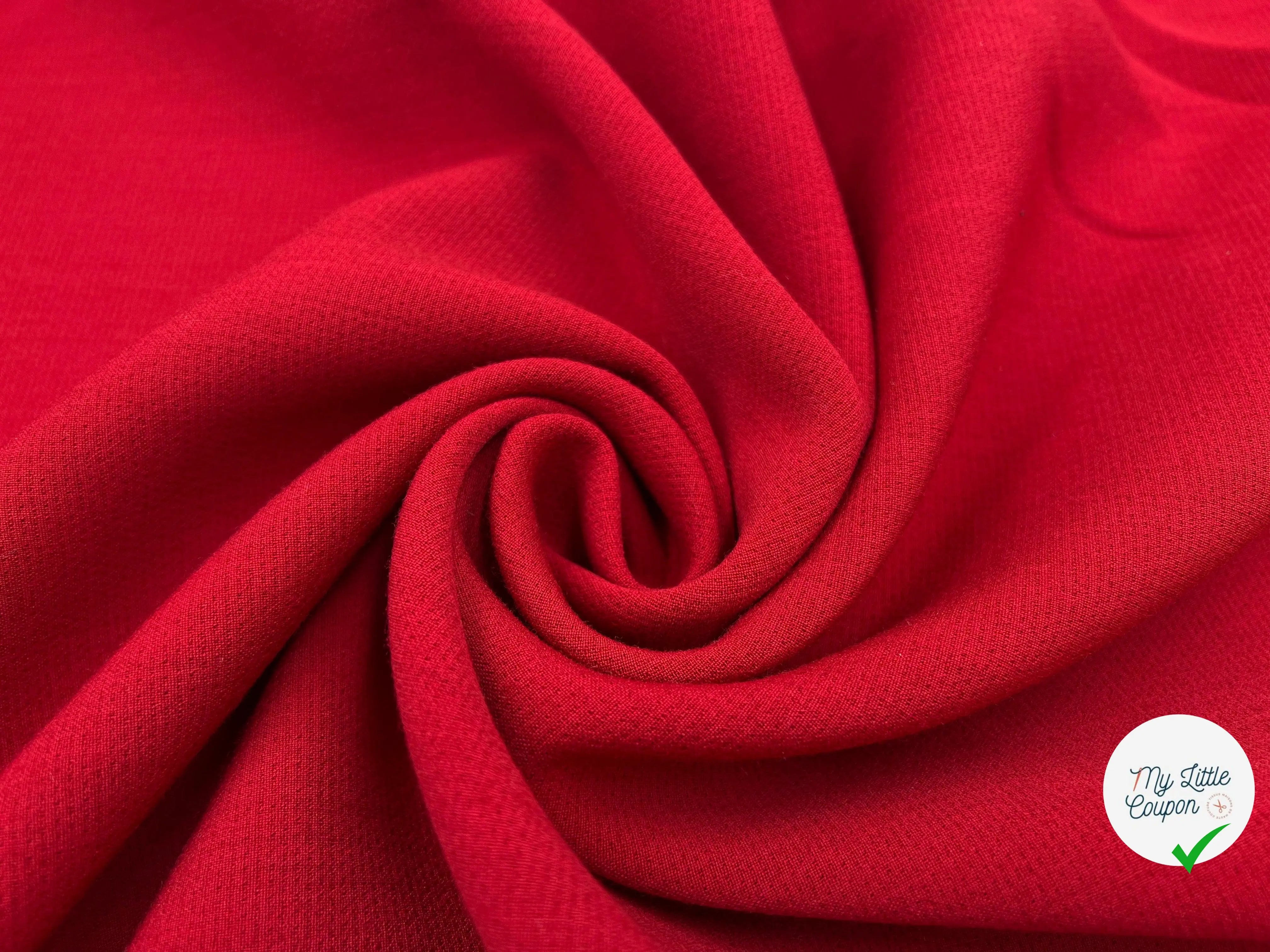 TOILE DE LAINE STRETCH DOUBLE ÉTOFFE ROUGE CARMIN - My Little Coupon - tissu - coudre