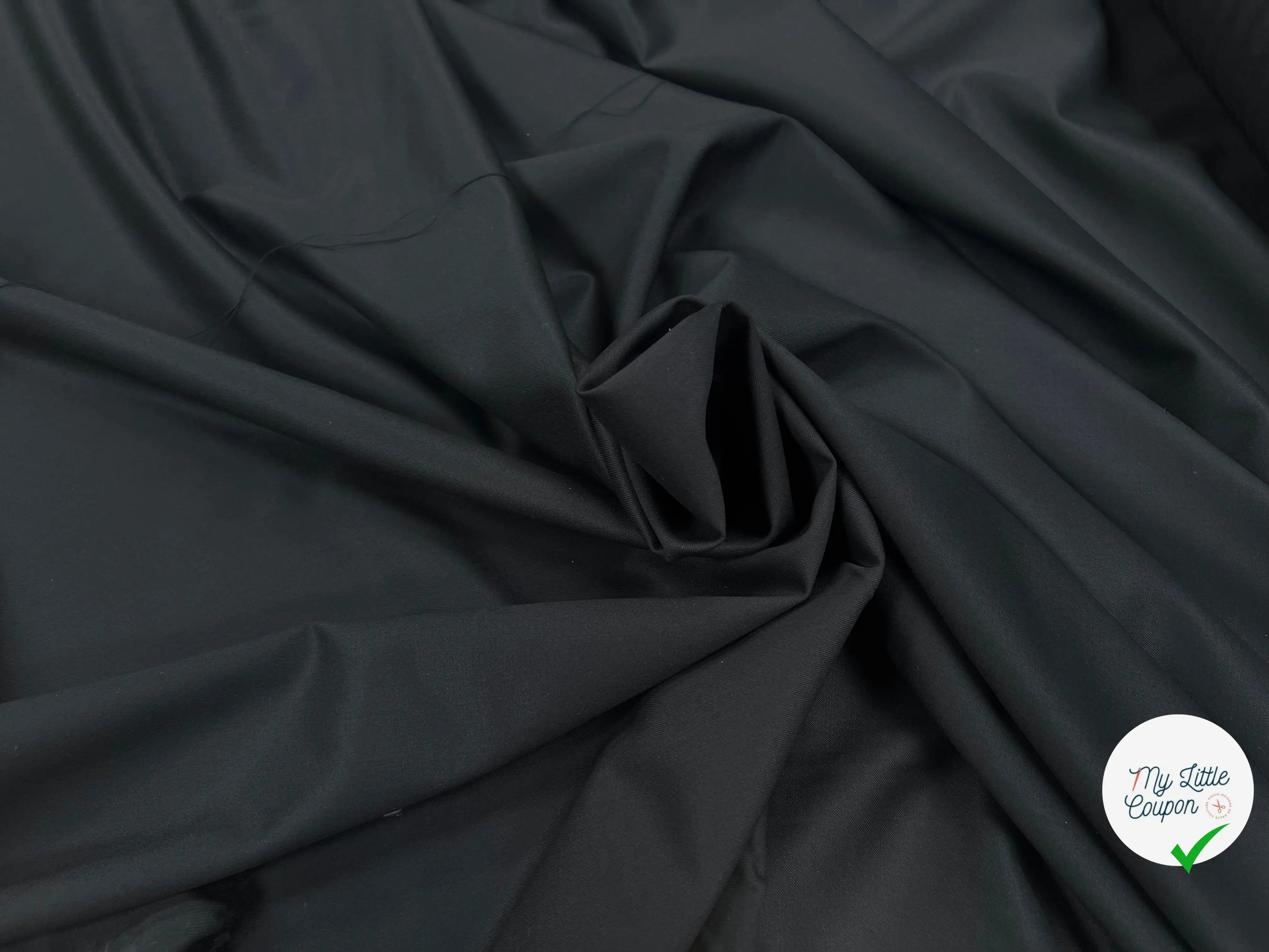 TOILE DE LAINE STRETCH NOIR UNI - My Little Coupon
