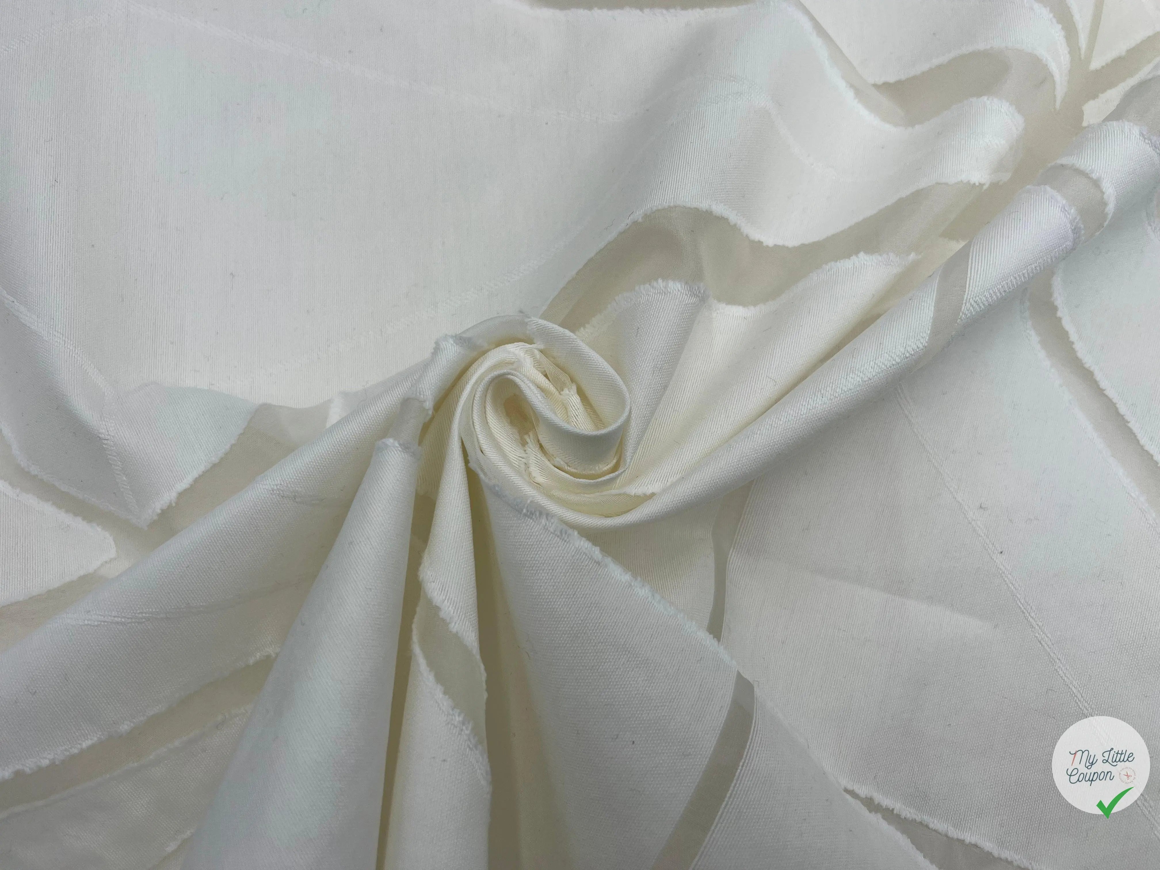 TOILE GÉOMÉTRIQUE FIL COUPÉ BLANC - coupon de tissu de 3 mètres - My Little Coupon - tissu - coudre