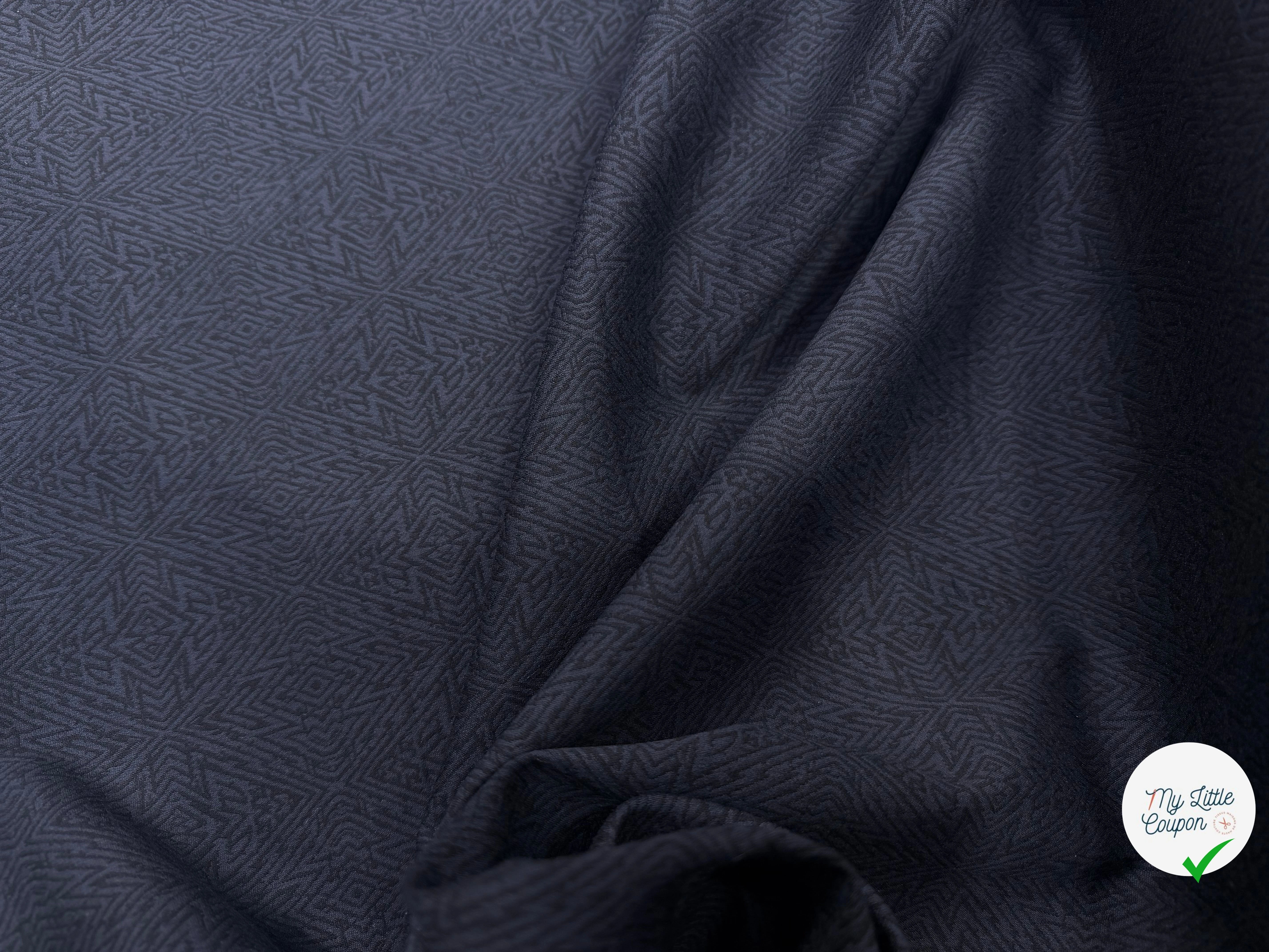 TOILE JACQUARD STRETCH POLYVISVOSE BLEU GRIS MARINE MOTIF BAROQUE - My Little Coupon