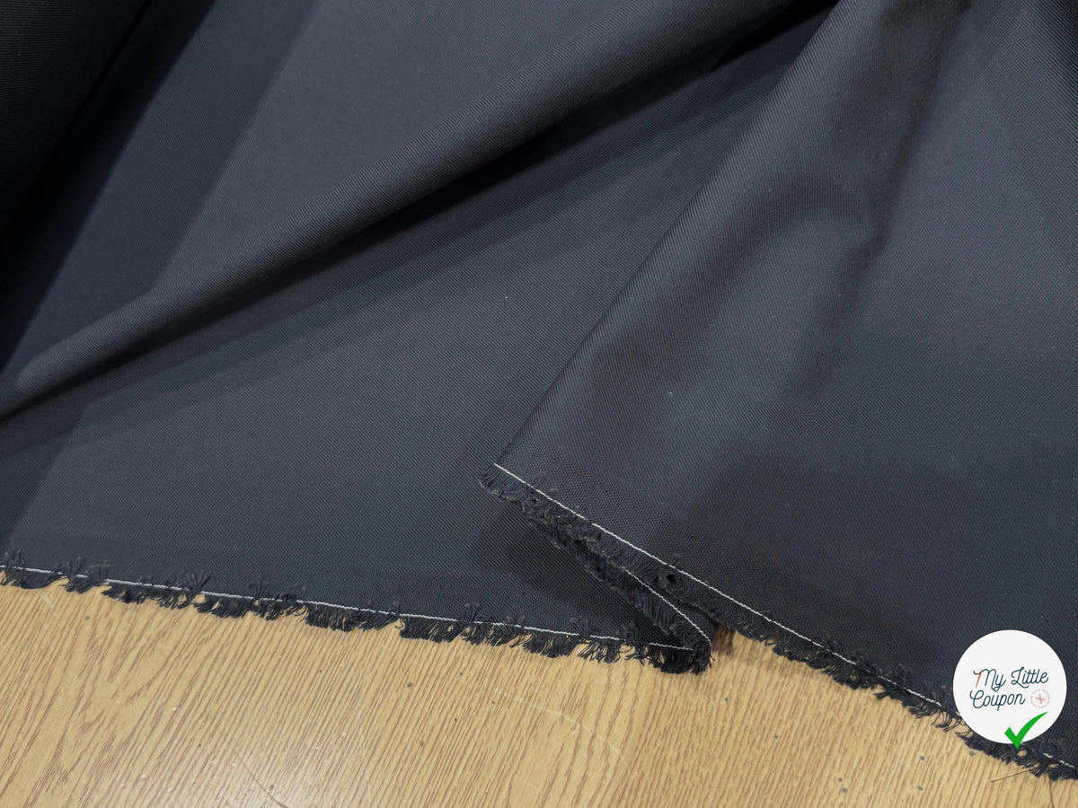 TOILE LOURDE SERGÉE NOIRE CRAQUELANTE 100% COTON - My Little Coupon