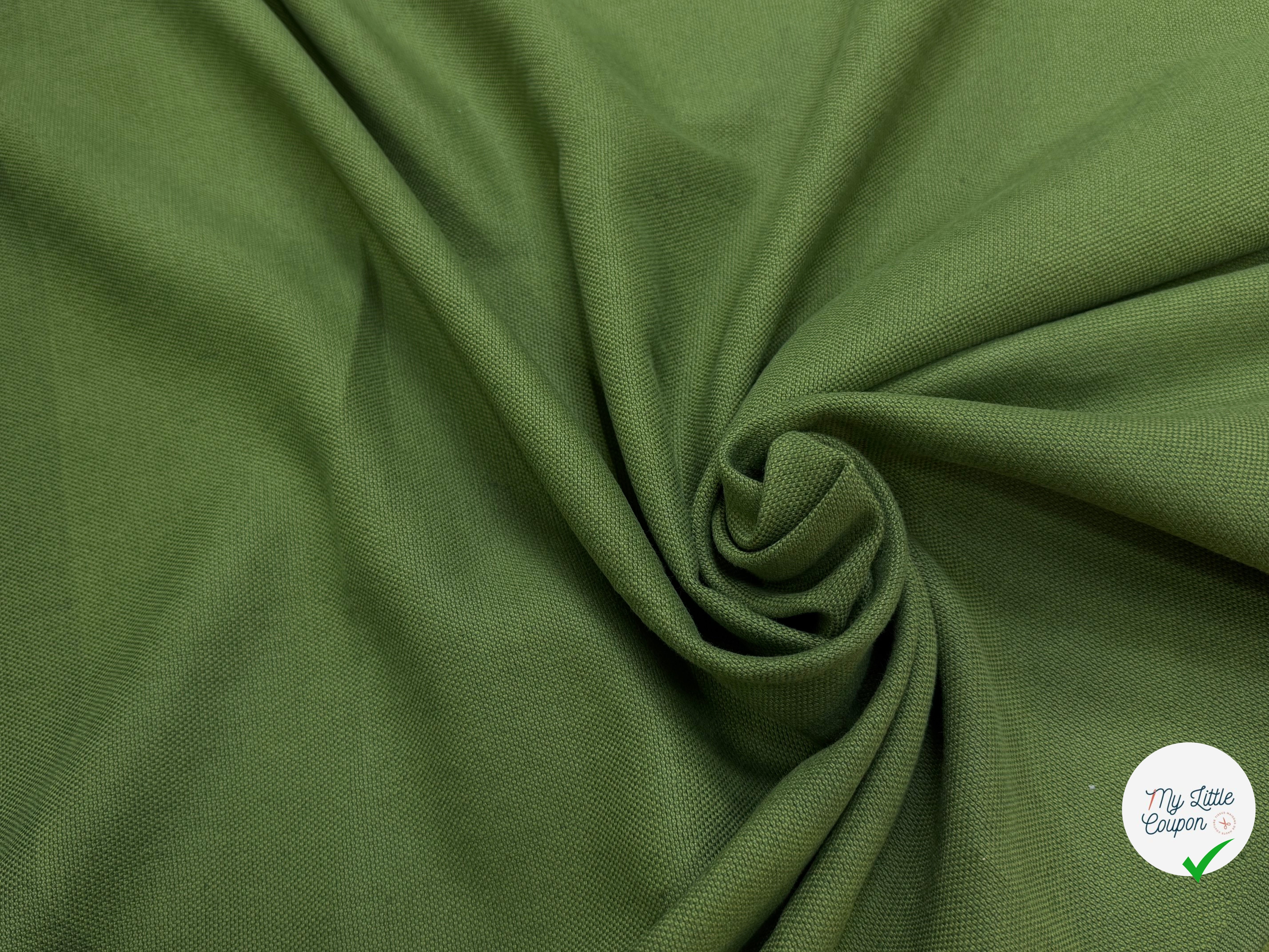 TOILE NATTÉE DE COTON LIN LOURDE VERT 56% COTON - My Little Coupon