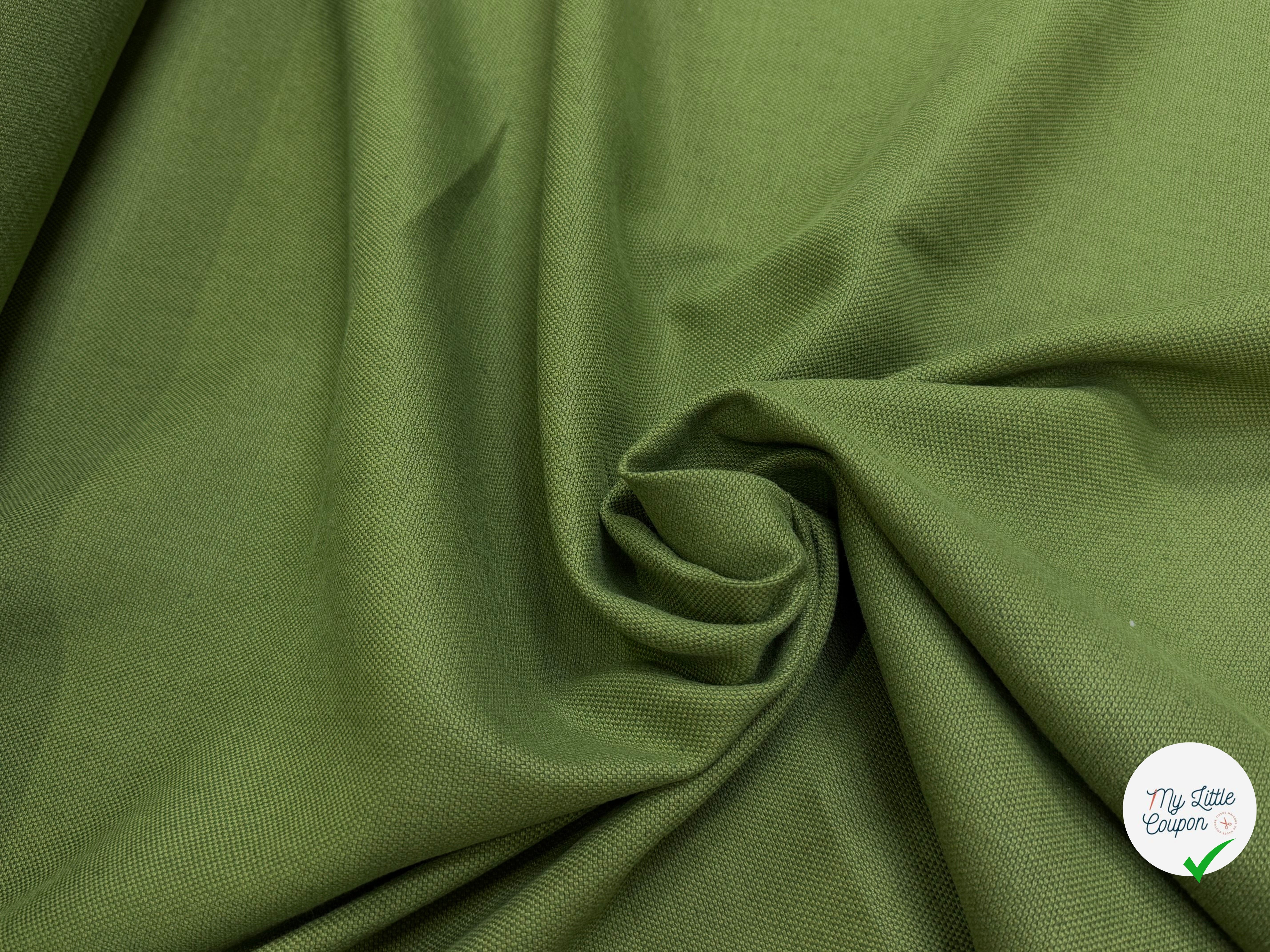 TOILE NATTÉE DE COTON LIN LOURDE VERT 56% COTON - My Little Coupon