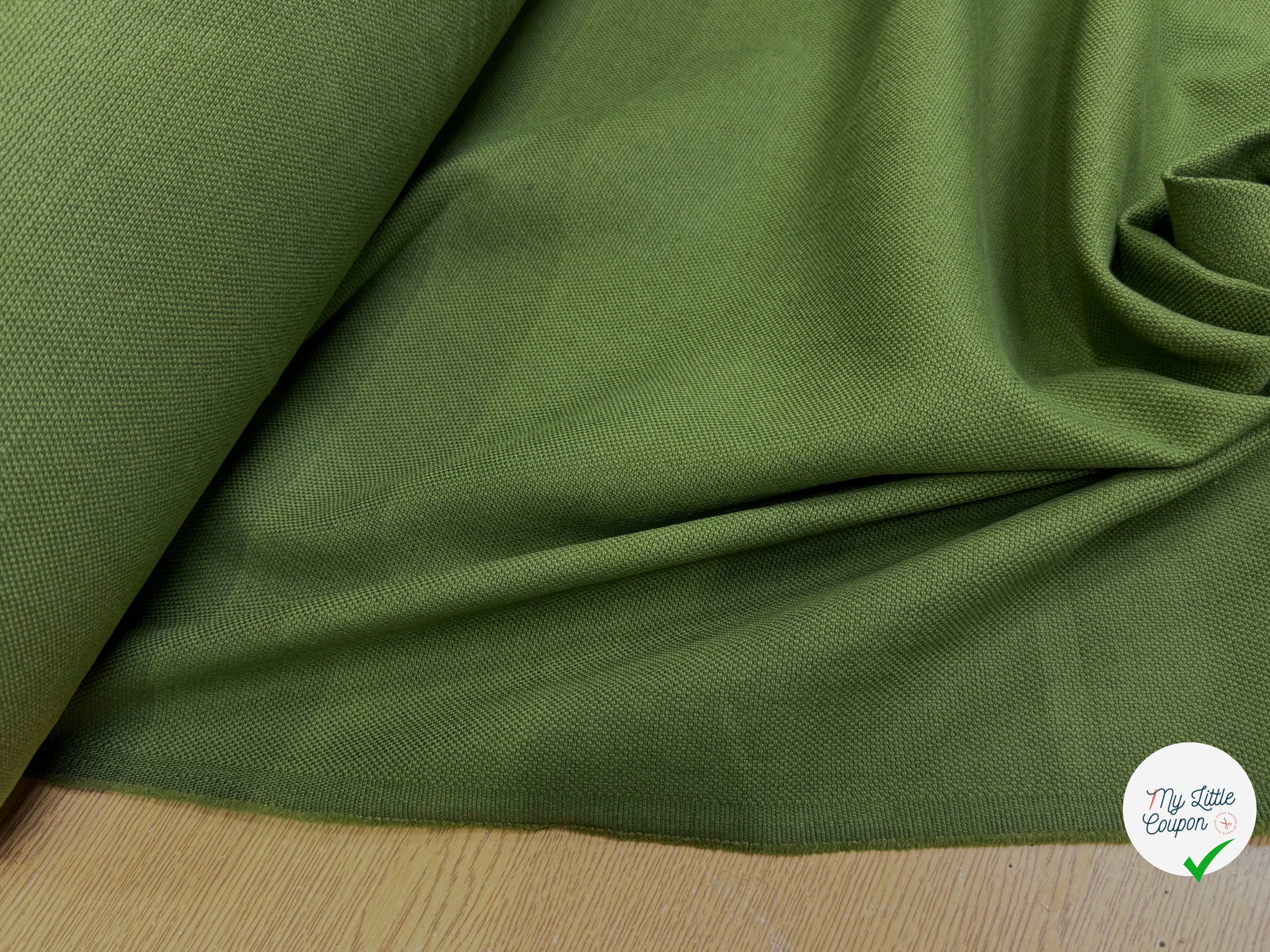 TOILE NATTÉE DE COTON LIN LOURDE VERT 56% COTON - My Little Coupon