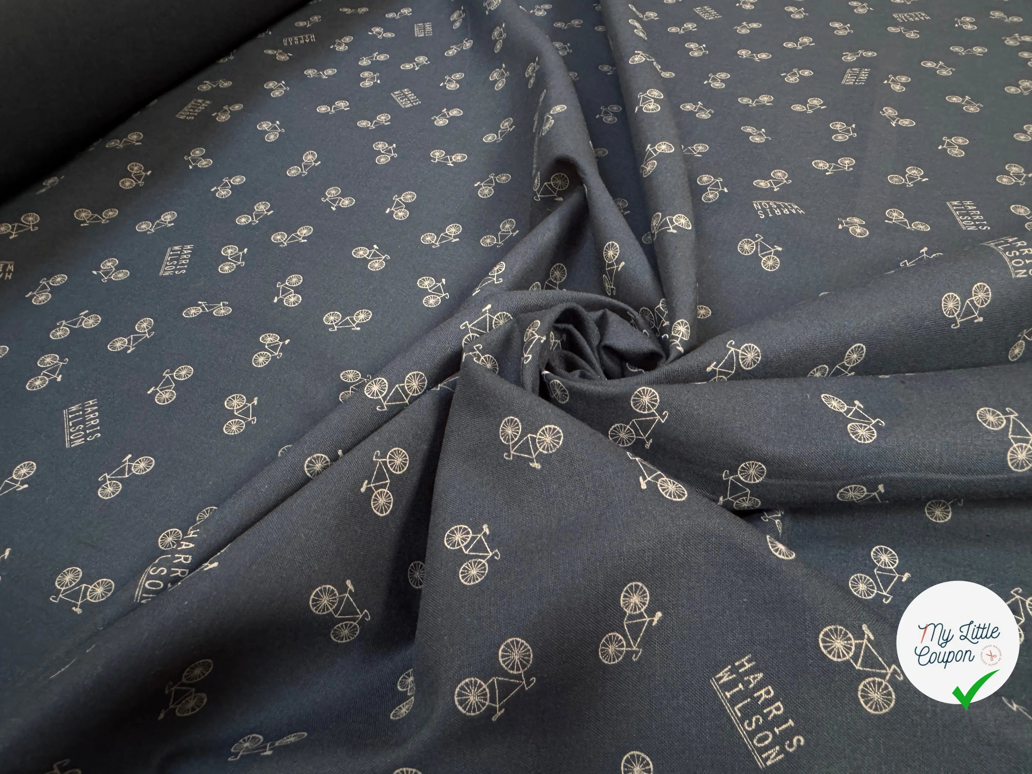 TOILE PANAMA COTON PETIT VÉLO NAVY - My Little Coupon