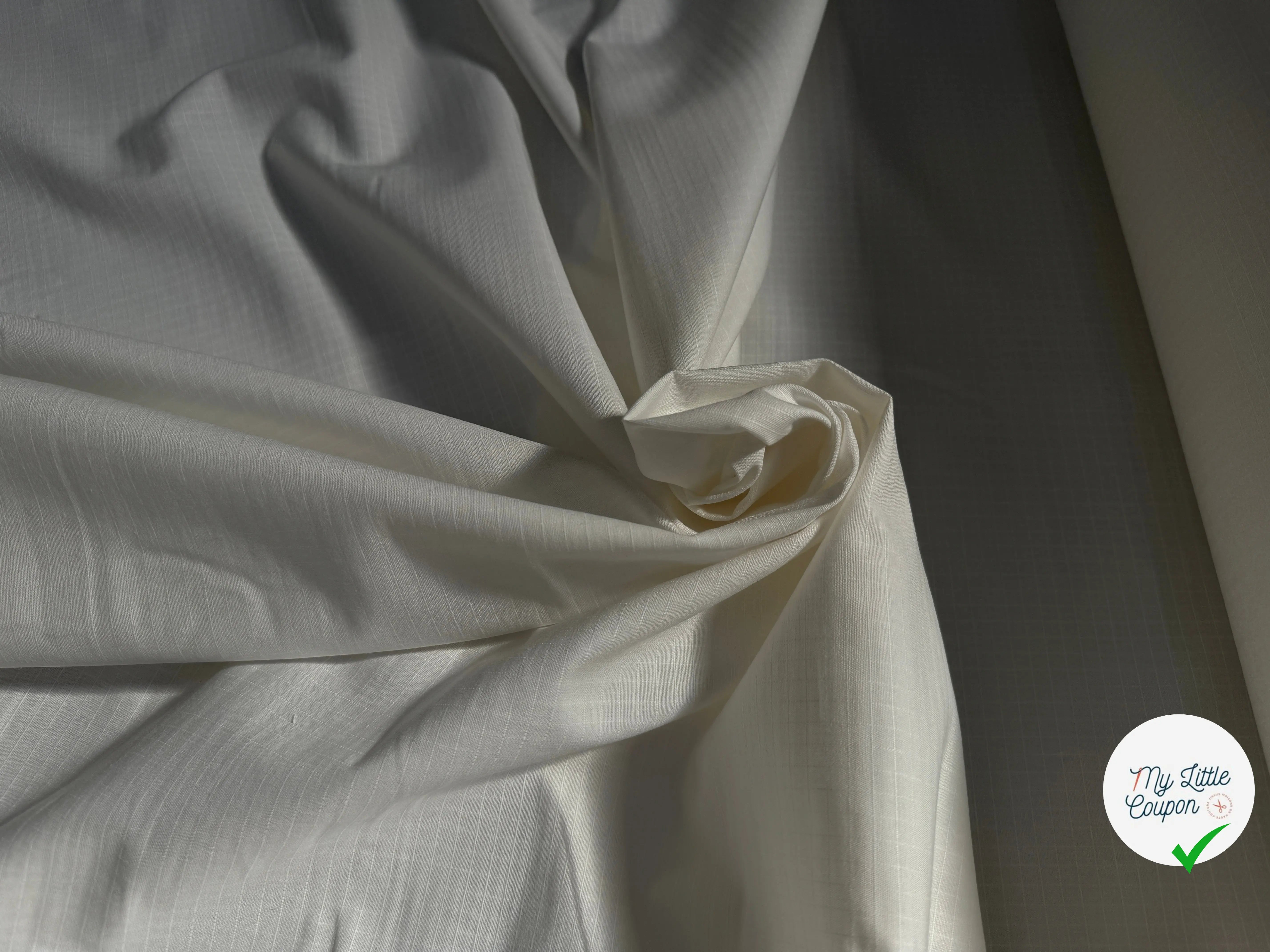 TOILE PARACHUTE BLANC QUADRILLEE 100% COTON - My Little Coupon