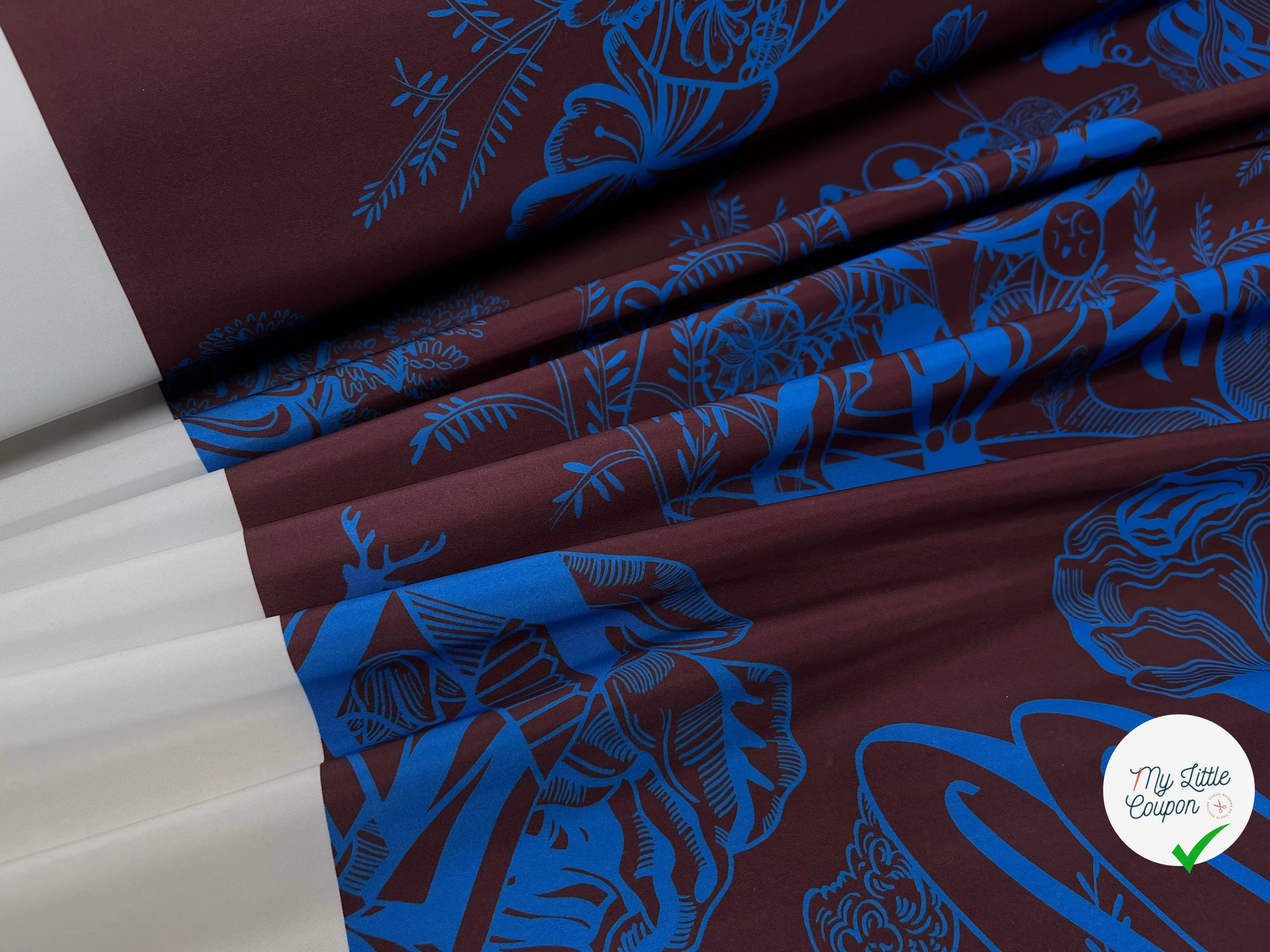 TOILE PARKA MOTIF CREATORE MARRON ET BLEU - My Little Coupon
