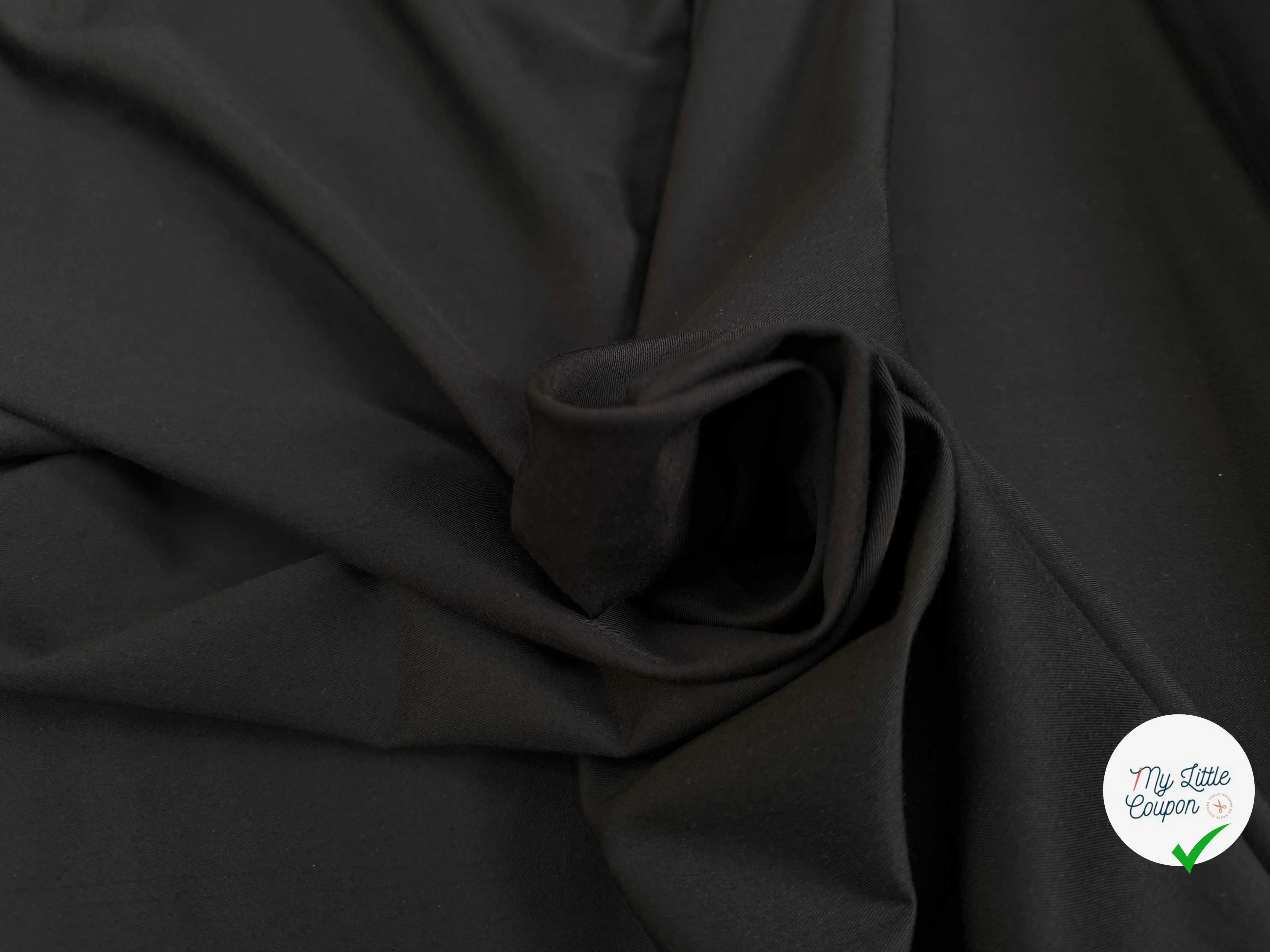TOILE STRETCH VISCOSE LYOCELL FINEMENT SERGÉ FOLGAROLAS NOIR - My Little Coupon