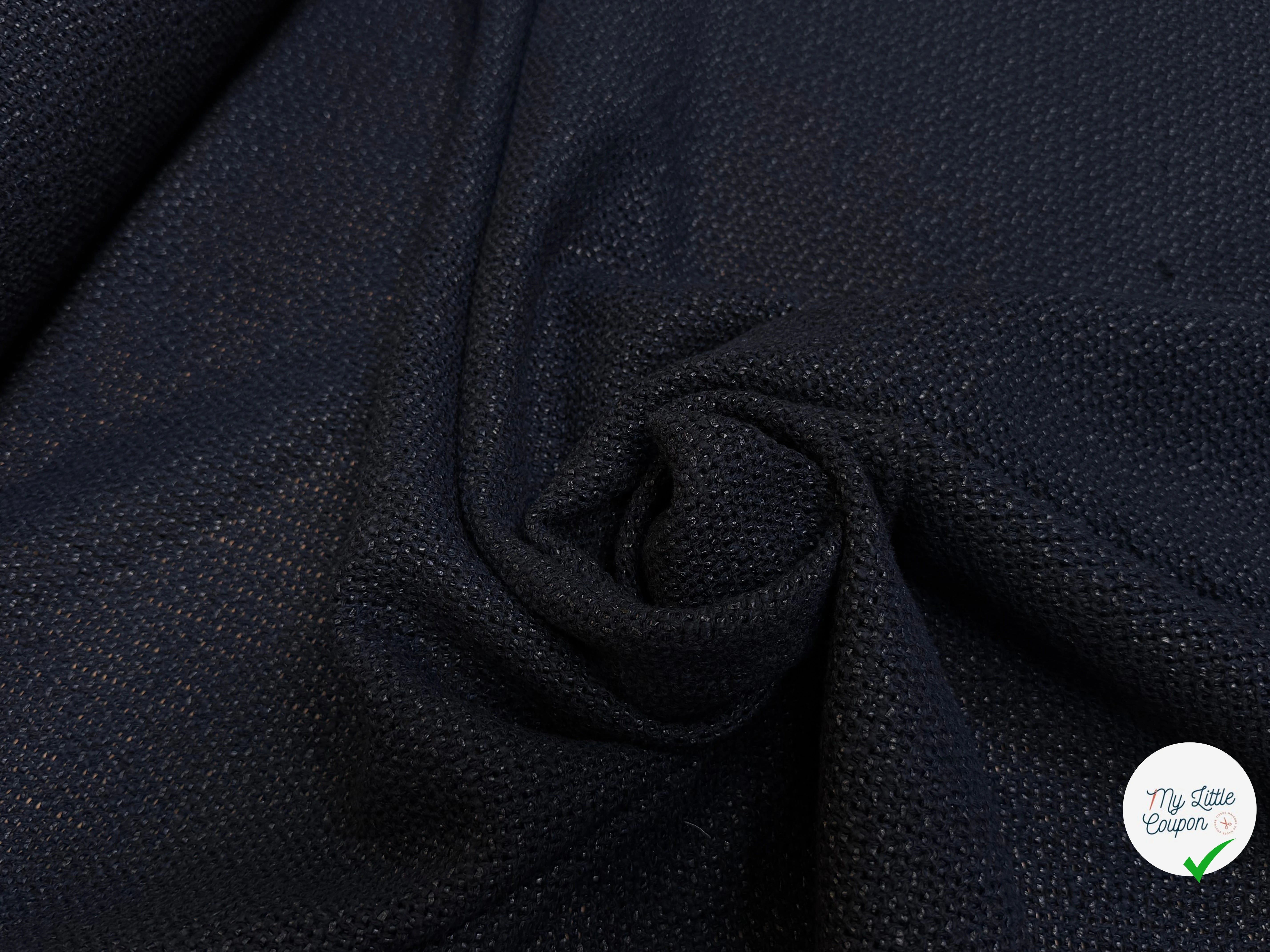 TOILE TRICOTÉE LÉGÈREMENT STRETCH NAVY 85% COTON - My Little Coupon