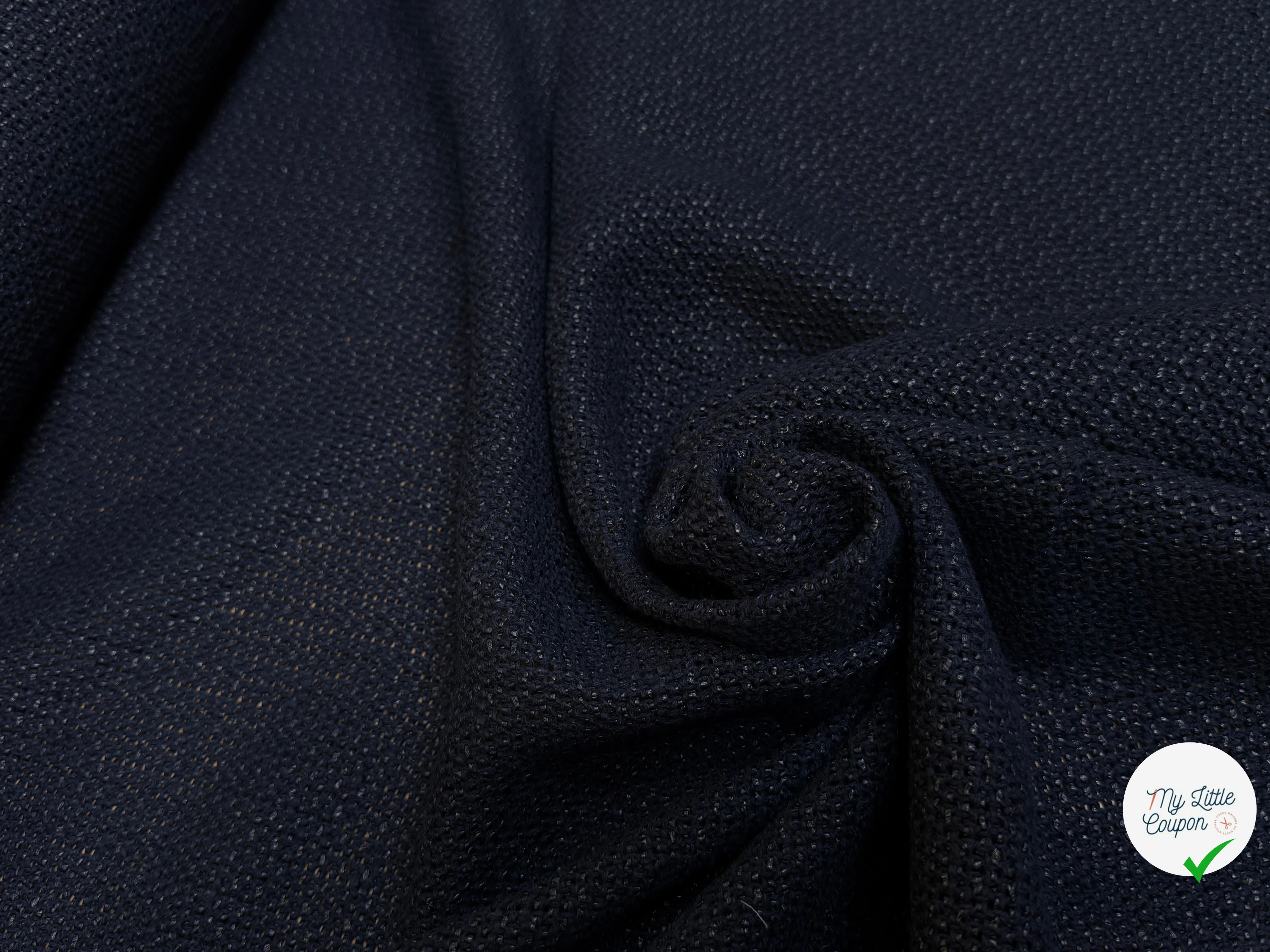 TOILE TRICOTÉE LÉGÈREMENT STRETCH NAVY 85% COTON - My Little Coupon