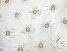 TULLE REBRODÉE FLEURS COUSUES BLANC ET MÉTAL DORÉ - My Little Coupon - tissu - coudre