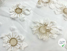 TULLE REBRODÉE FLEURS COUSUES BLANC ET MÉTAL DORÉ - My Little Coupon - tissu - coudre