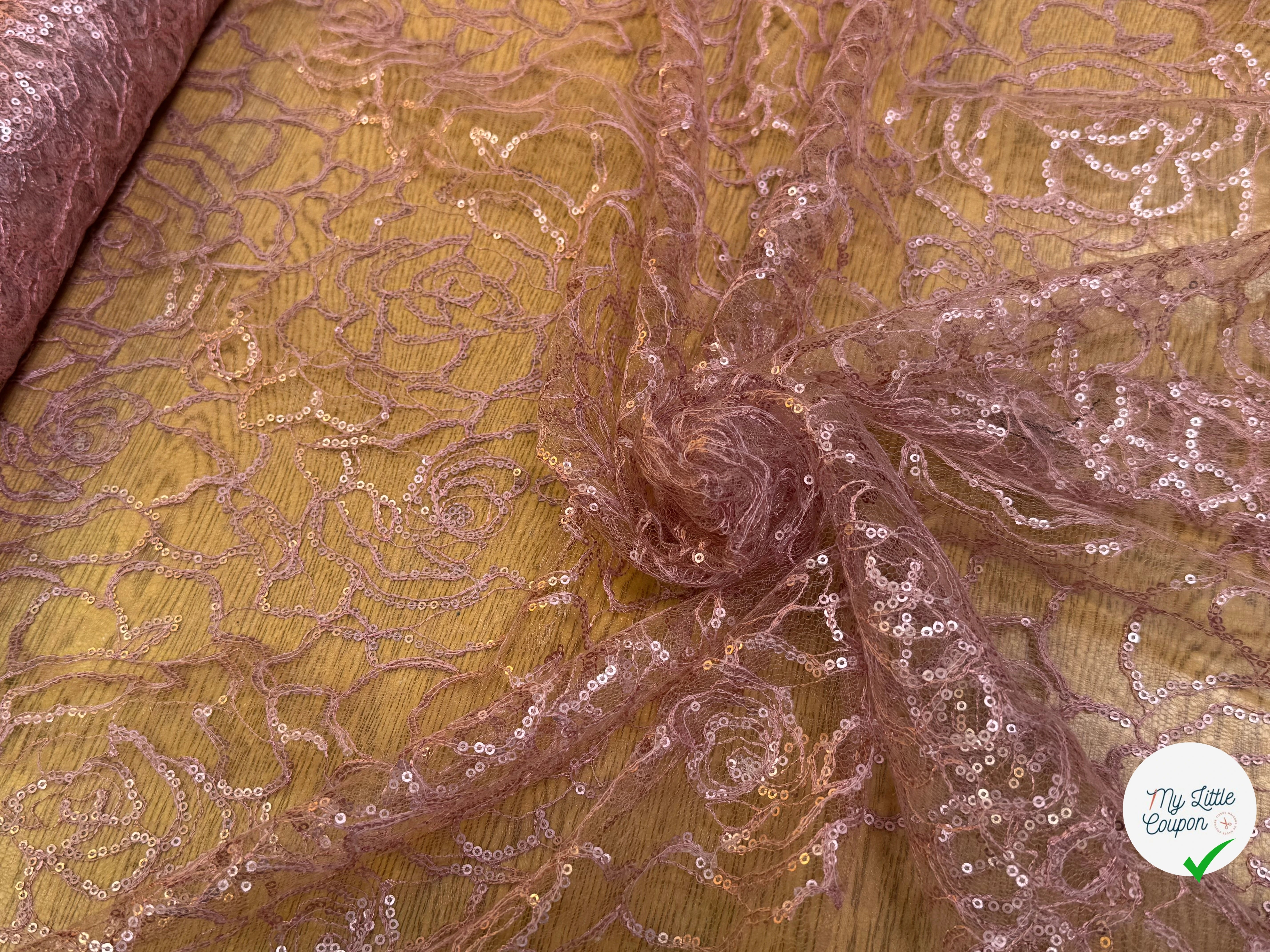 TULLE SÉQUIN VIEUX ROSE - My Little Coupon