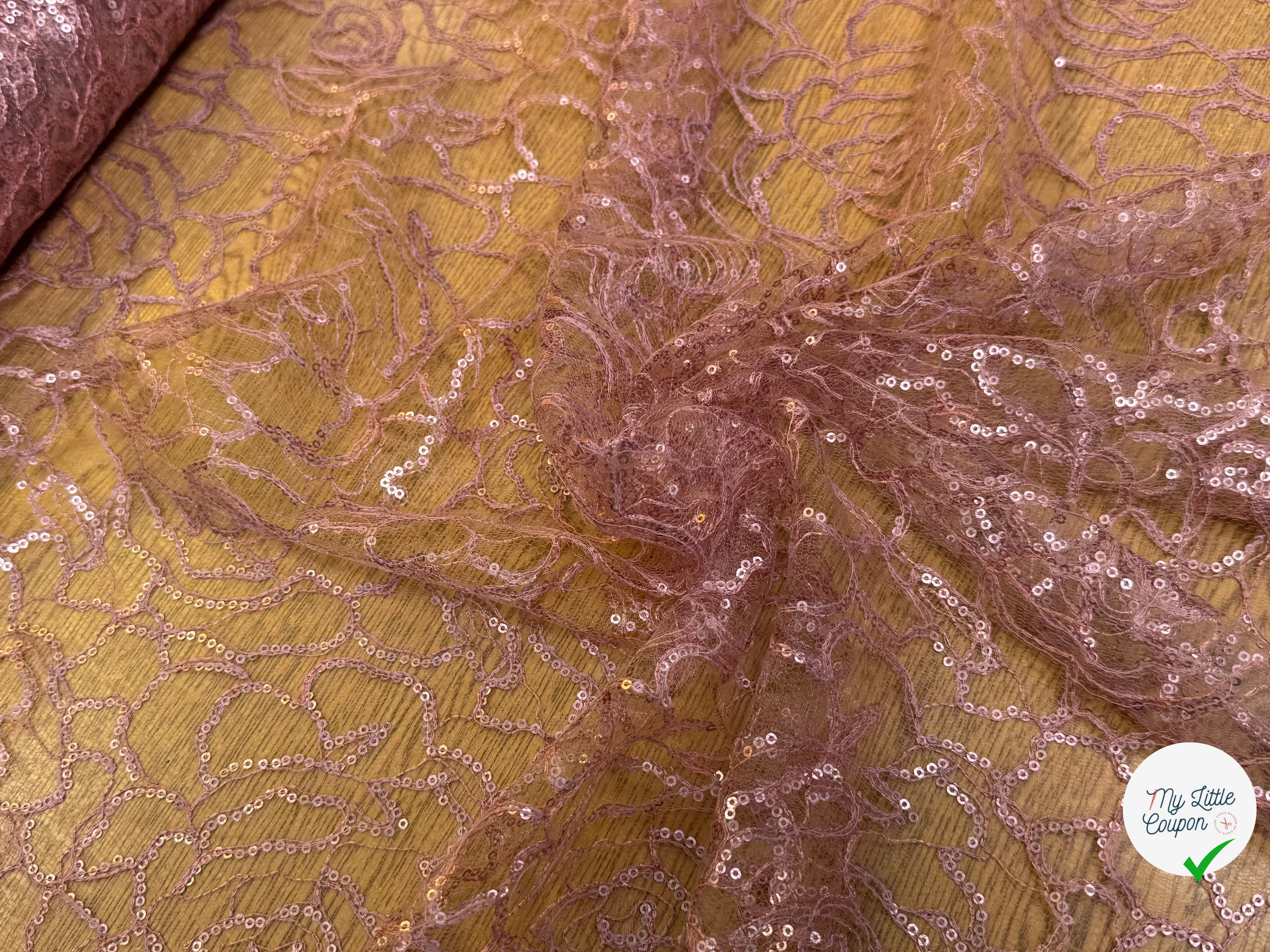 TULLE SÉQUIN VIEUX ROSE - My Little Coupon