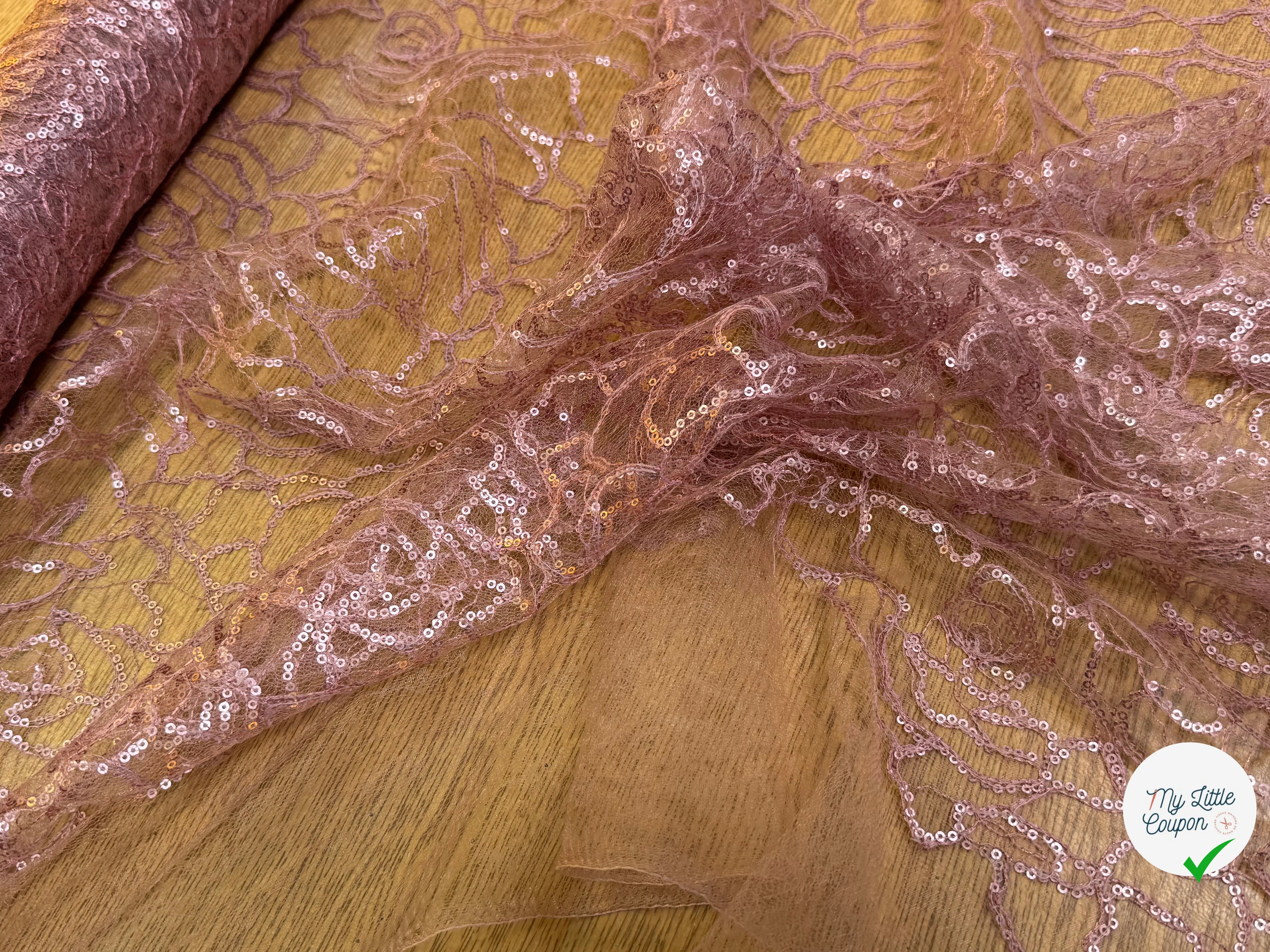 TULLE SÉQUIN VIEUX ROSE - My Little Coupon