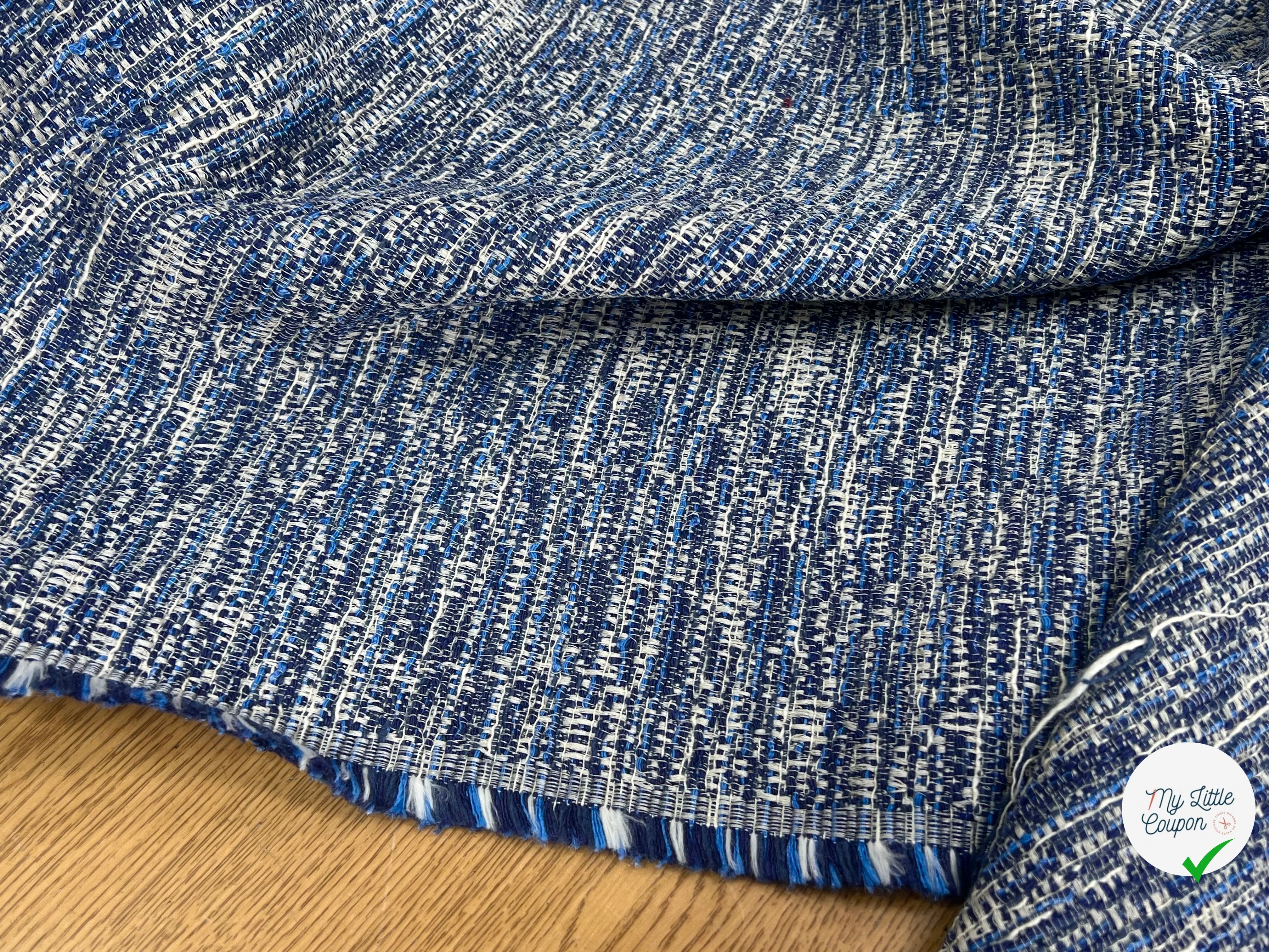 TWEED 50% COTON FILS BLEU BLANC - My Little Coupon
