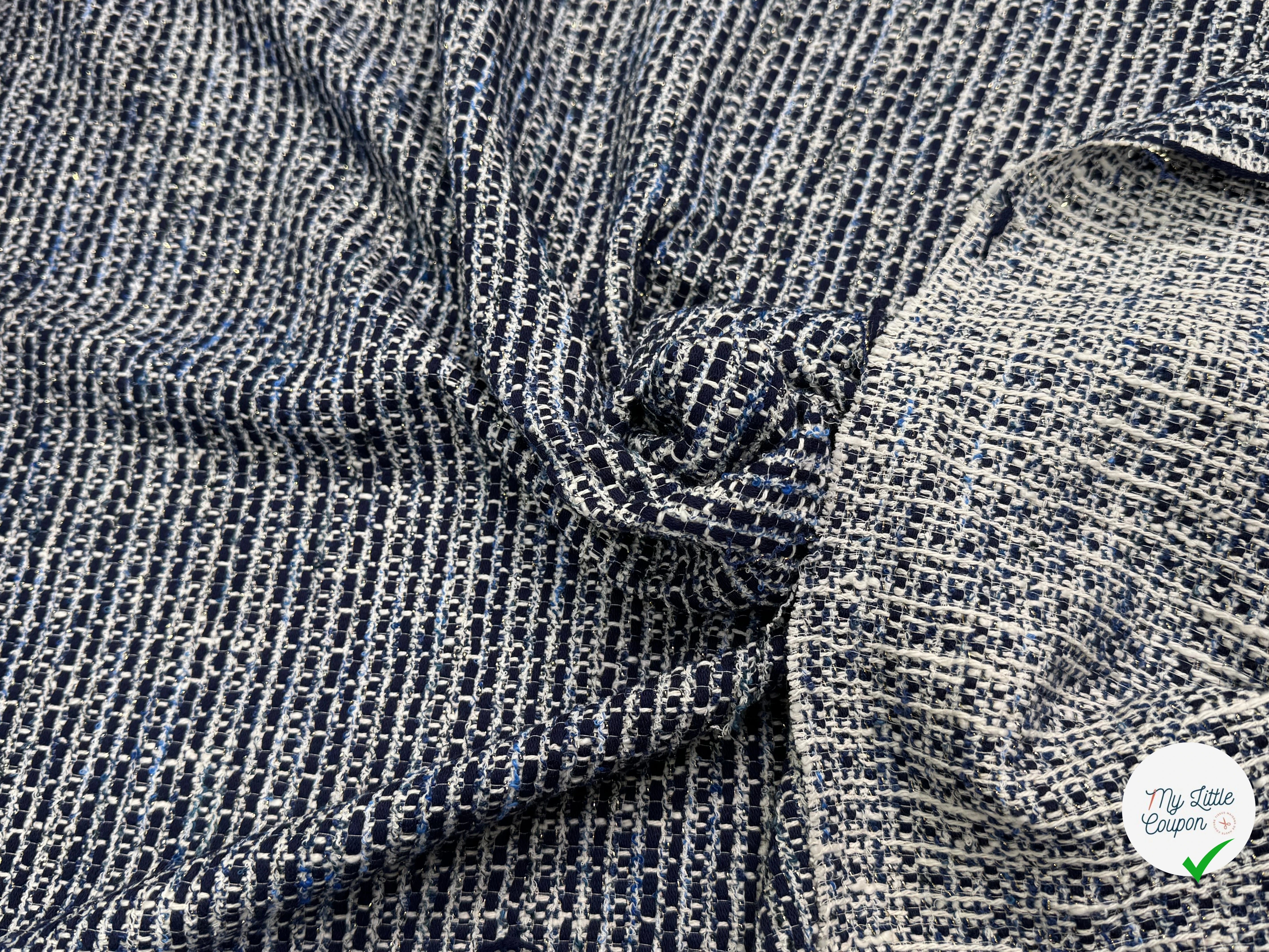 TWEED BLEU MARINE ET BLANC COTON ET LUREX - My Little Coupon