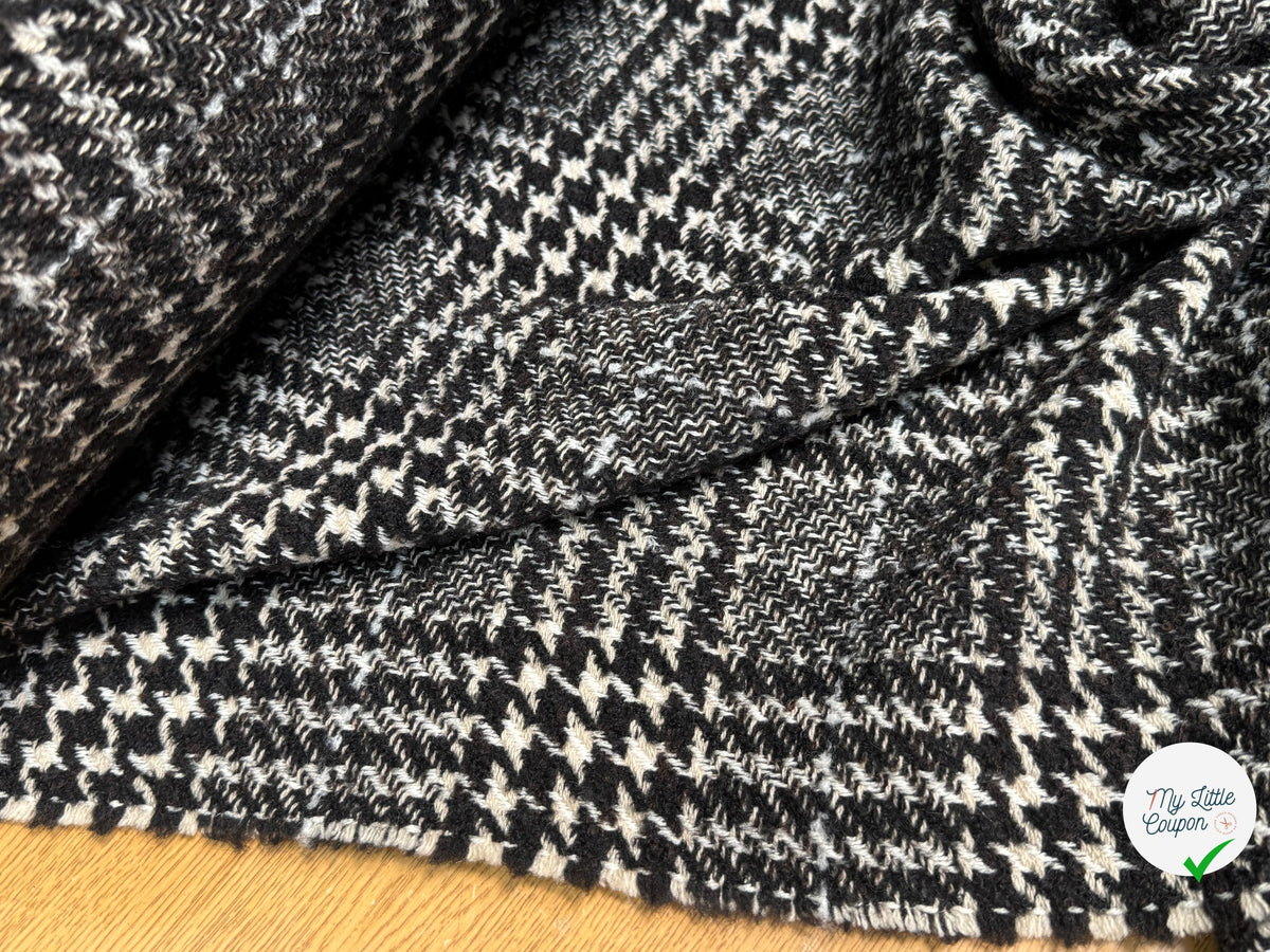 TWEED BLOUCLETTE TEXQUEBEC 25% LAINE NOIRBLANC PIED DE COQ - My Little Coupon