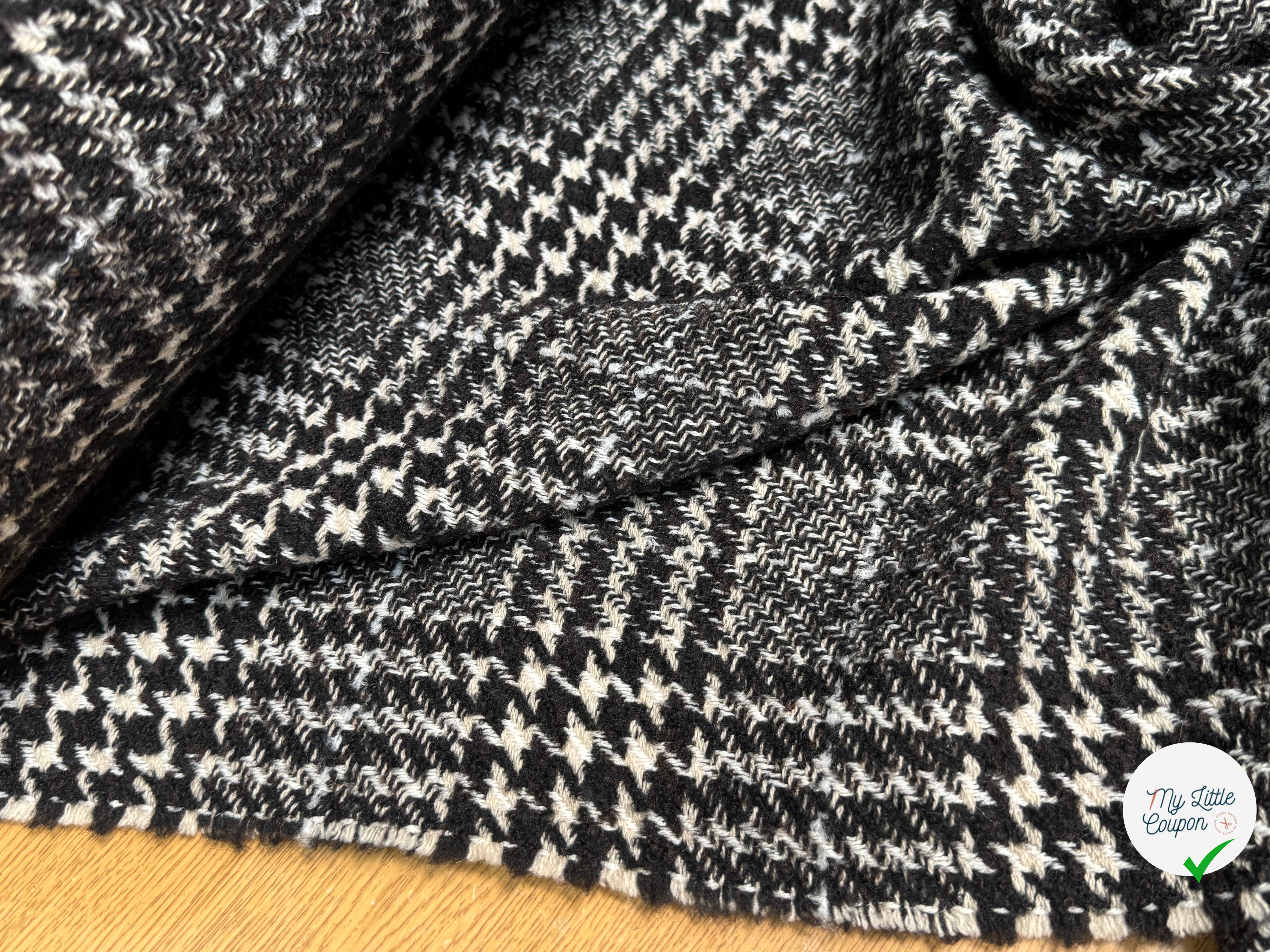 TWEED BLOUCLETTE TEXQUEBEC 25% LAINE NOIRBLANC PIED DE COQ - My Little Coupon