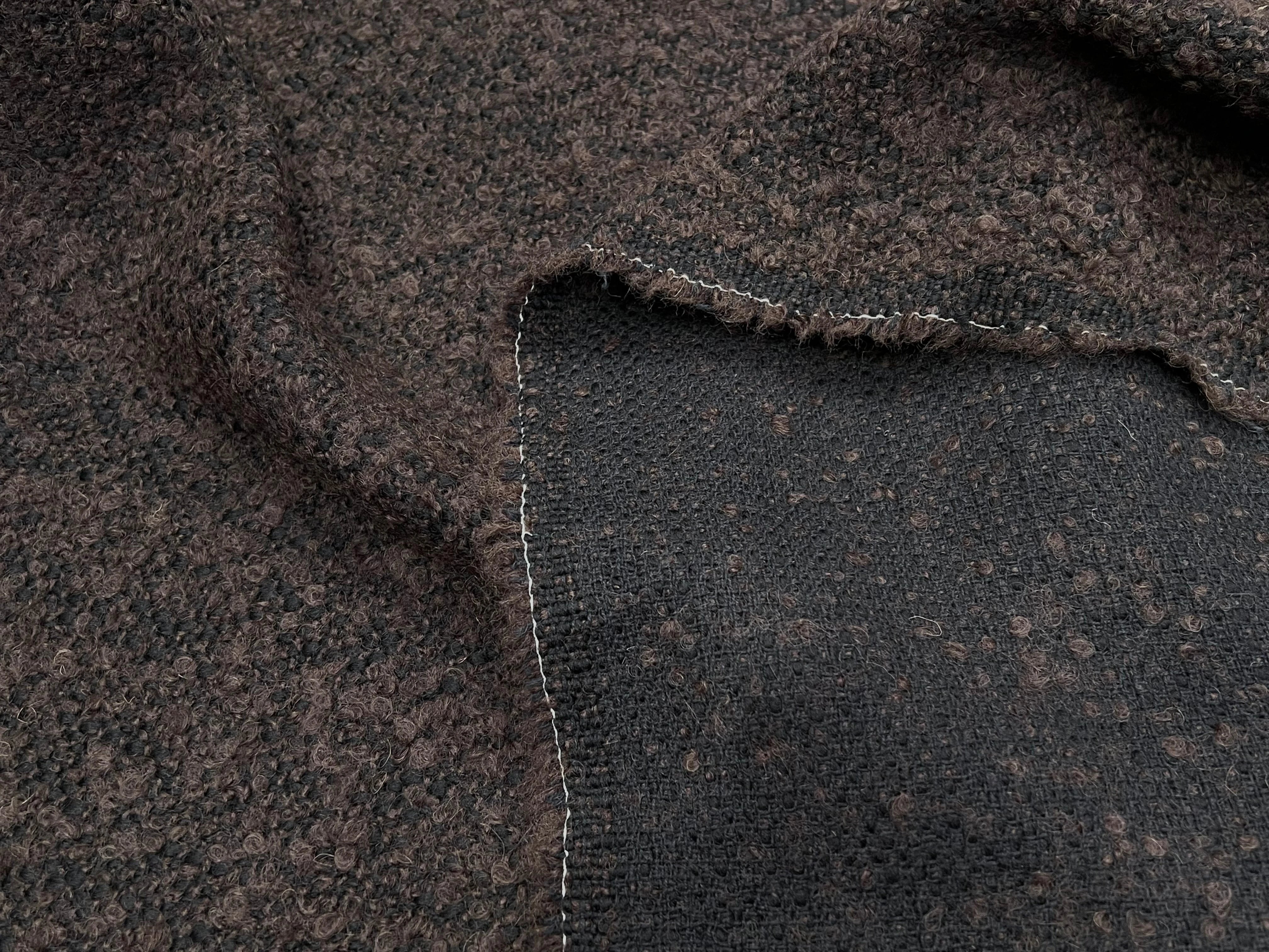 TWEED BOUCLETTE 100% LAINE MARRON - My Little Coupon