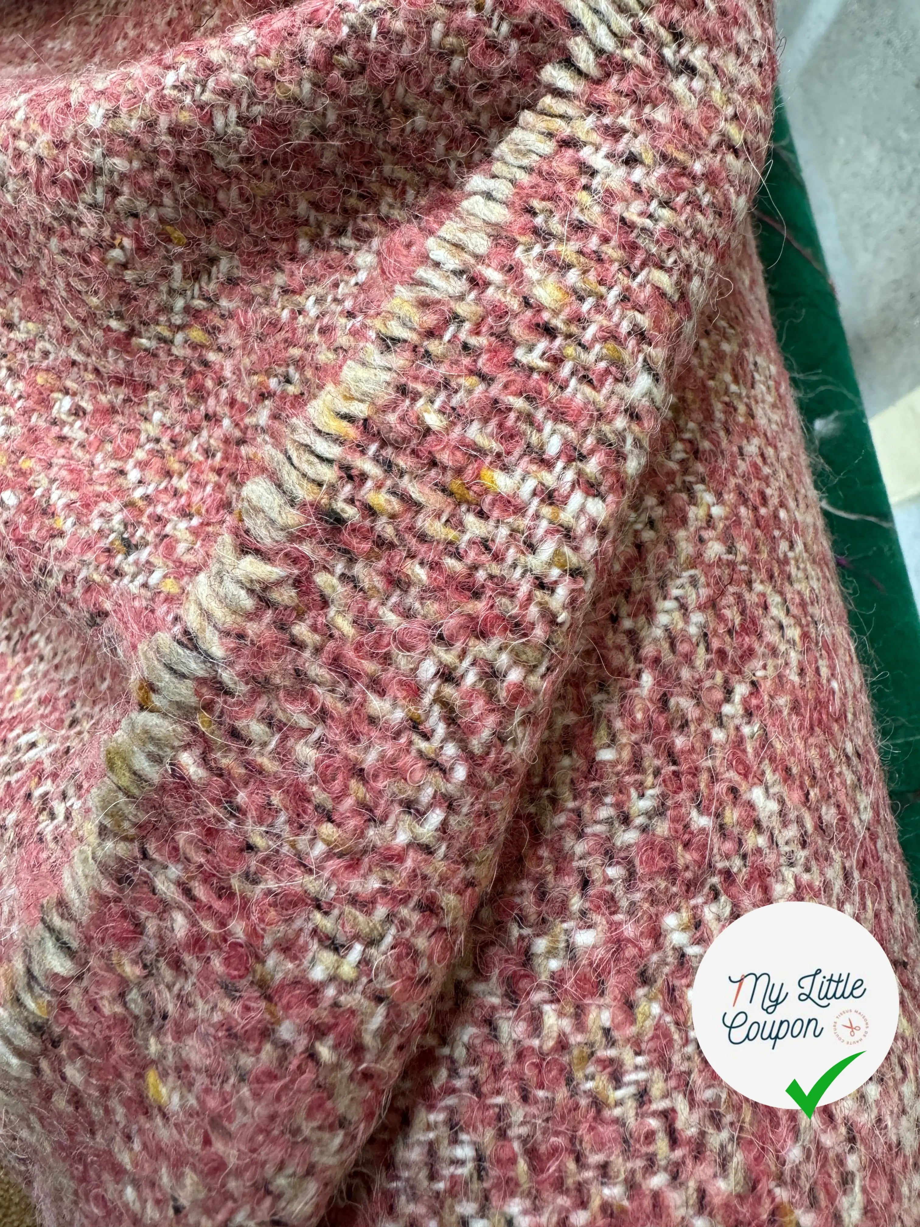 TWEED BOUCLETTE 100% LAINE ROSE CHIC TAILLEUR - My Little Coupon