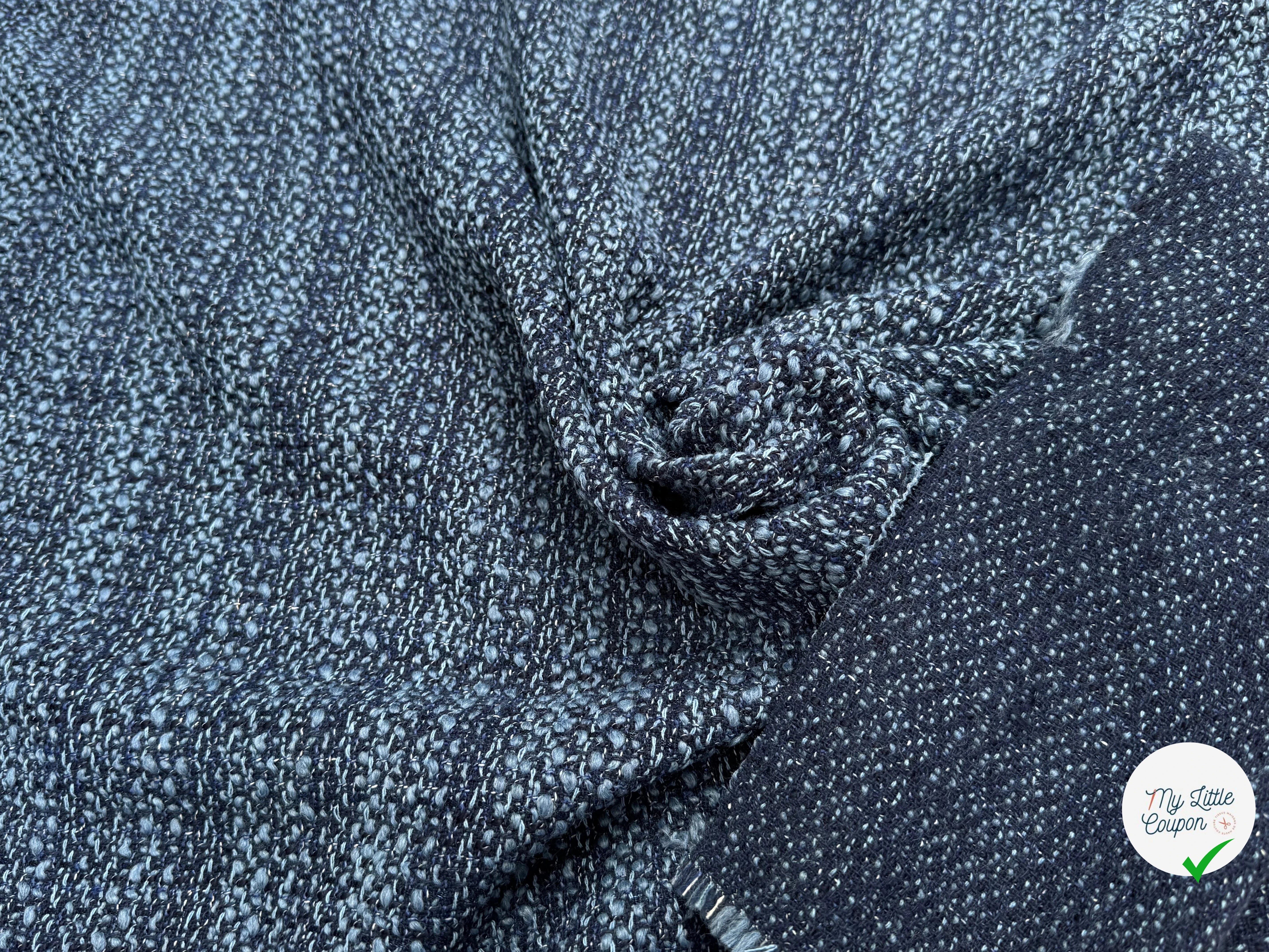 TWEED BOUCLETTE 30% LAINE BLEU DENIM - My Little Coupon