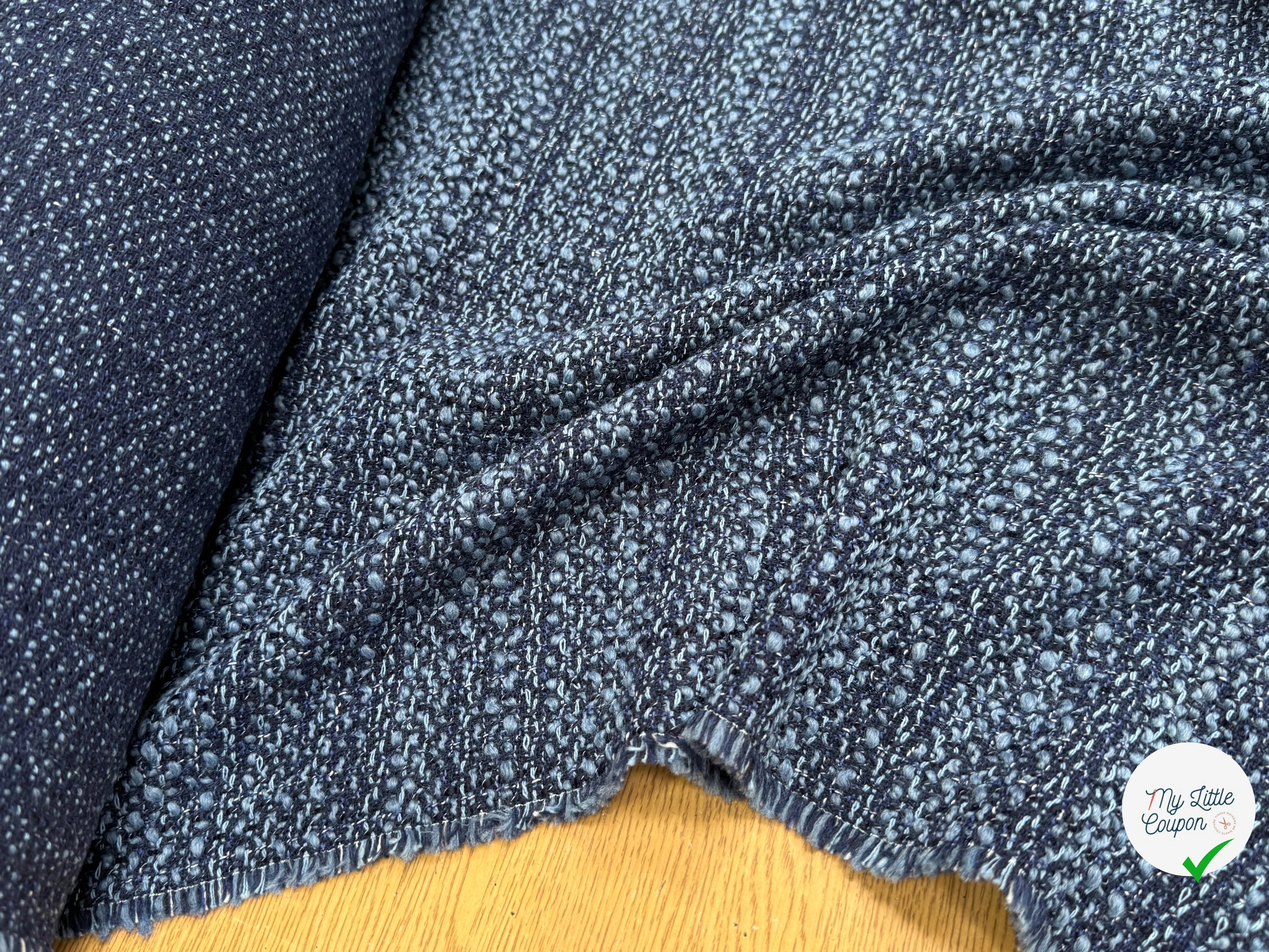 TWEED BOUCLETTE 30% LAINE BLEU DENIM - My Little Coupon