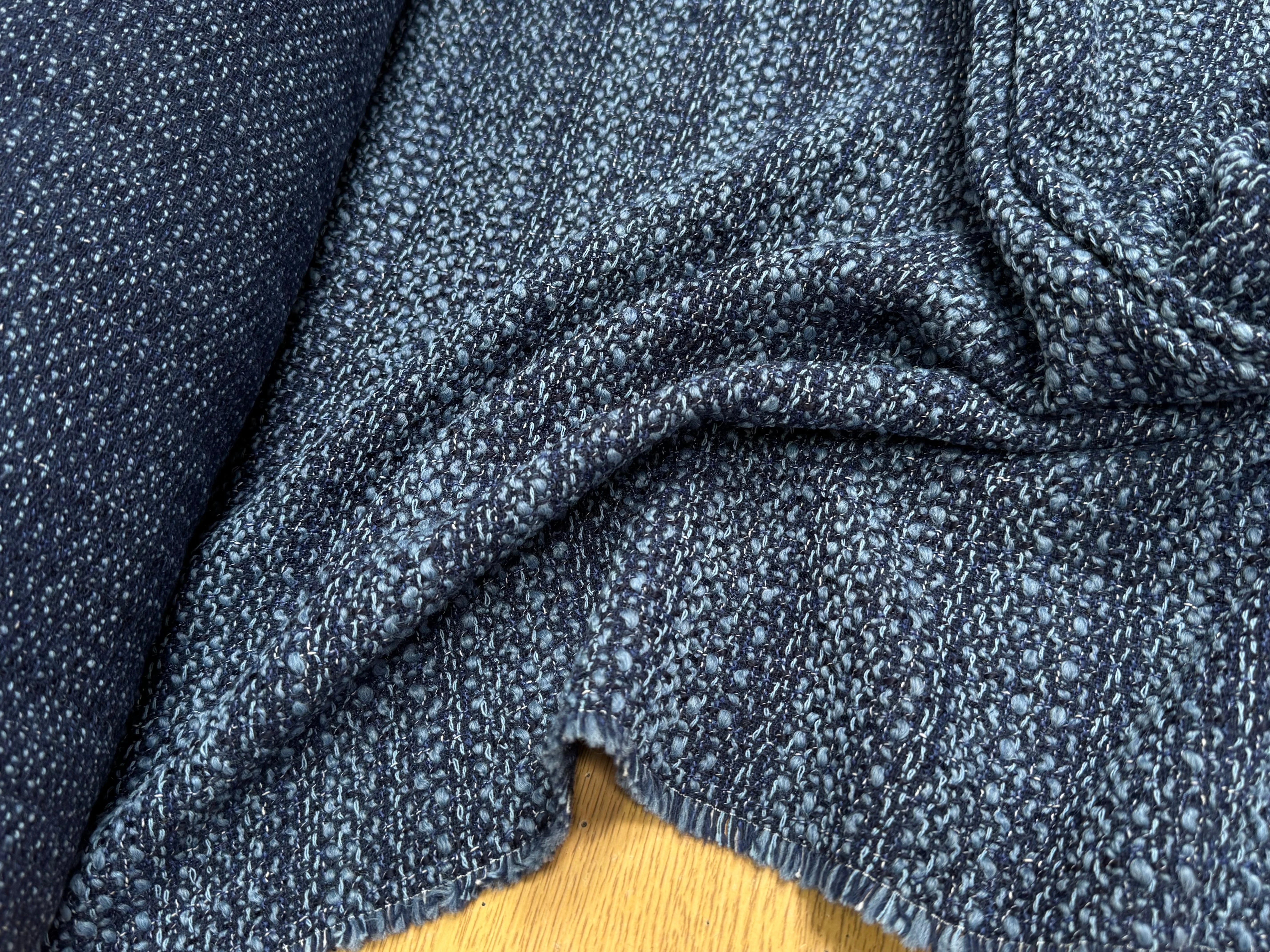 TWEED BOUCLETTE 30% LAINE BLEU DENIM - My Little Coupon