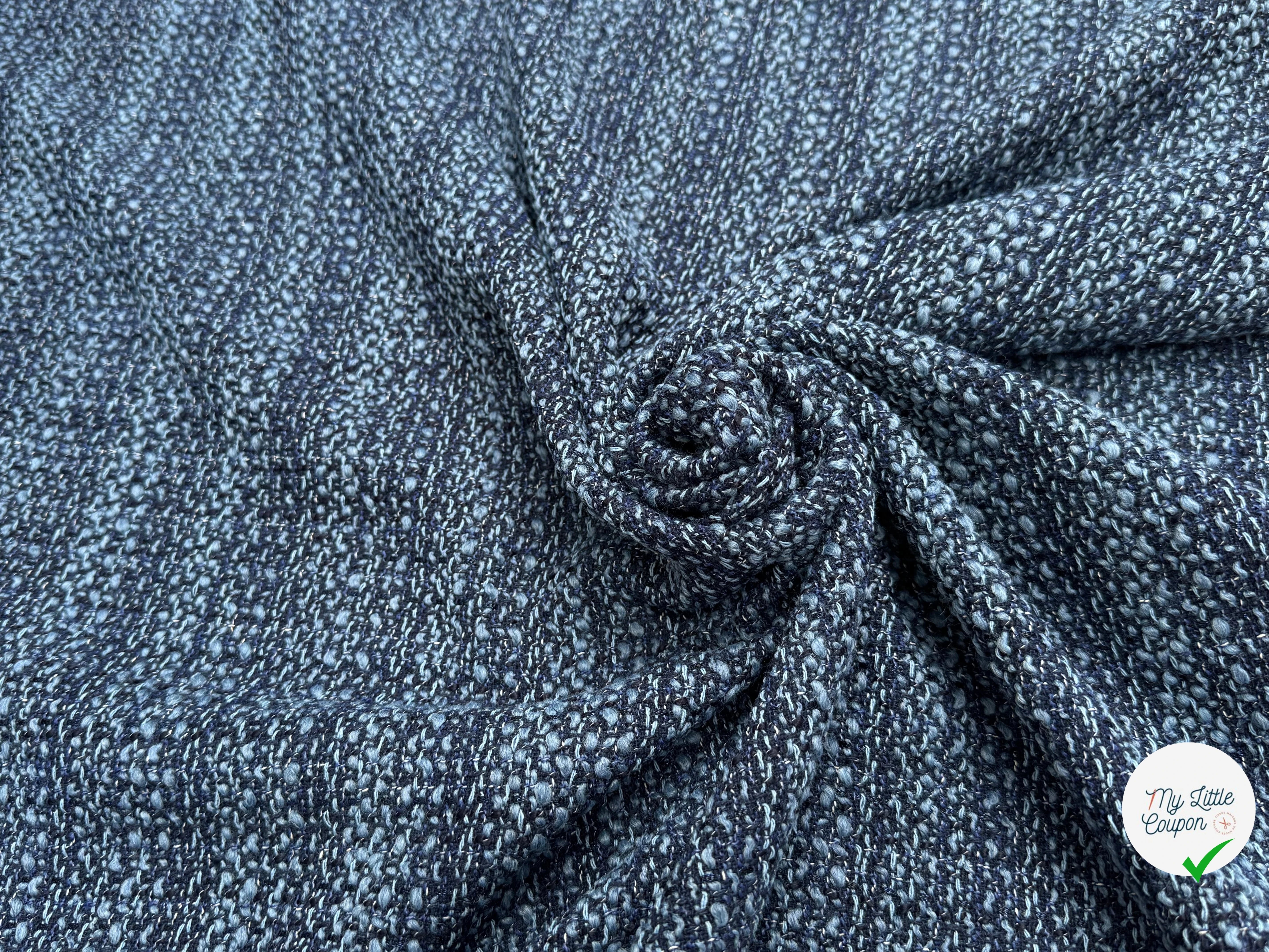 TWEED BOUCLETTE 30% LAINE BLEU DENIM - My Little Coupon