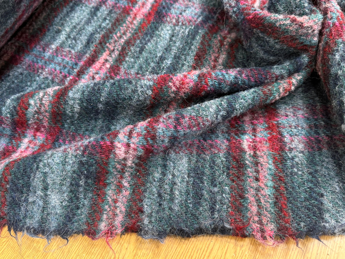TWEED BOUCLETTE 56% LAINE BLEU À CARREAUX GIOVIXEN - My Little Coupon